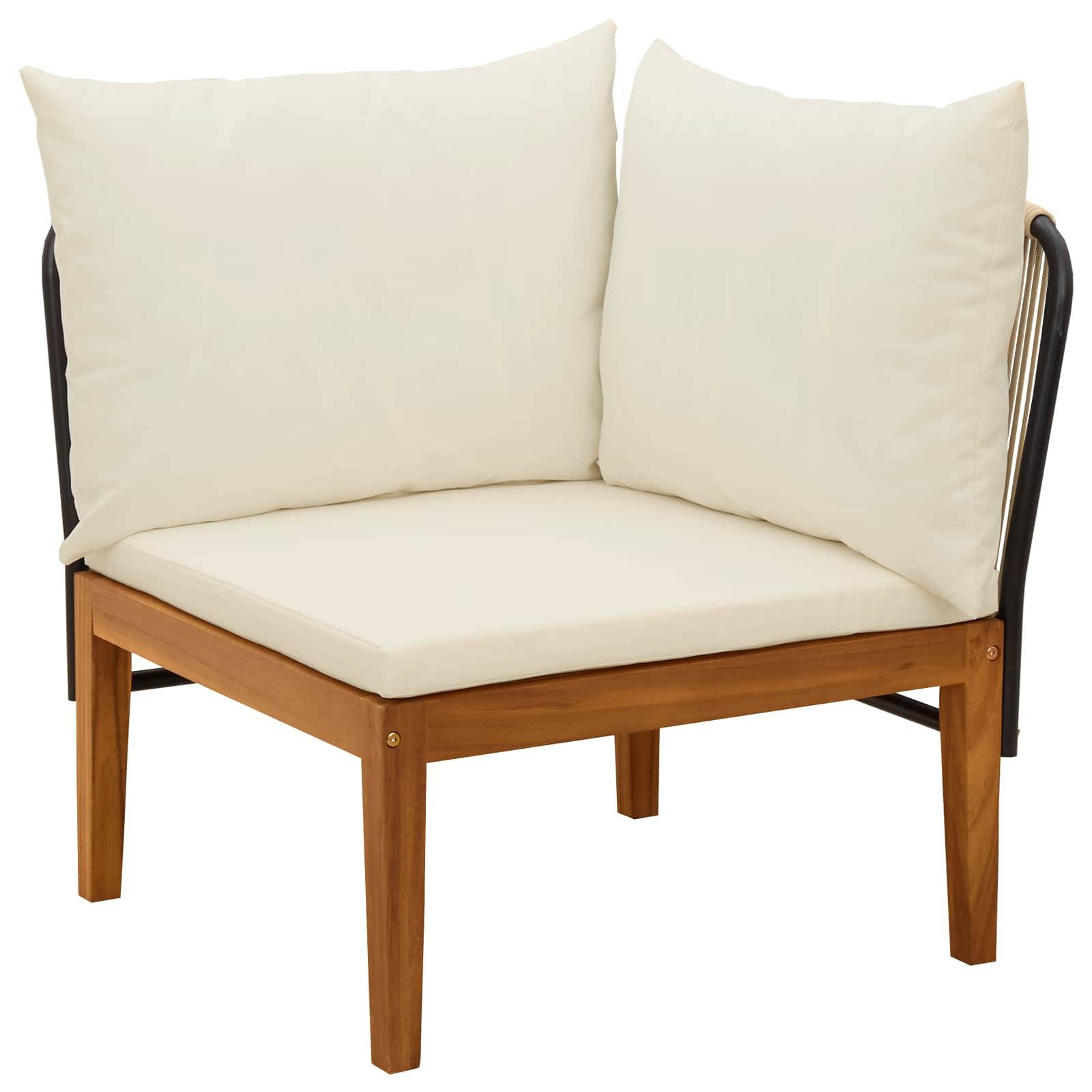 vidaXL 2 pcs Massives Akazienholz & Seil Natur