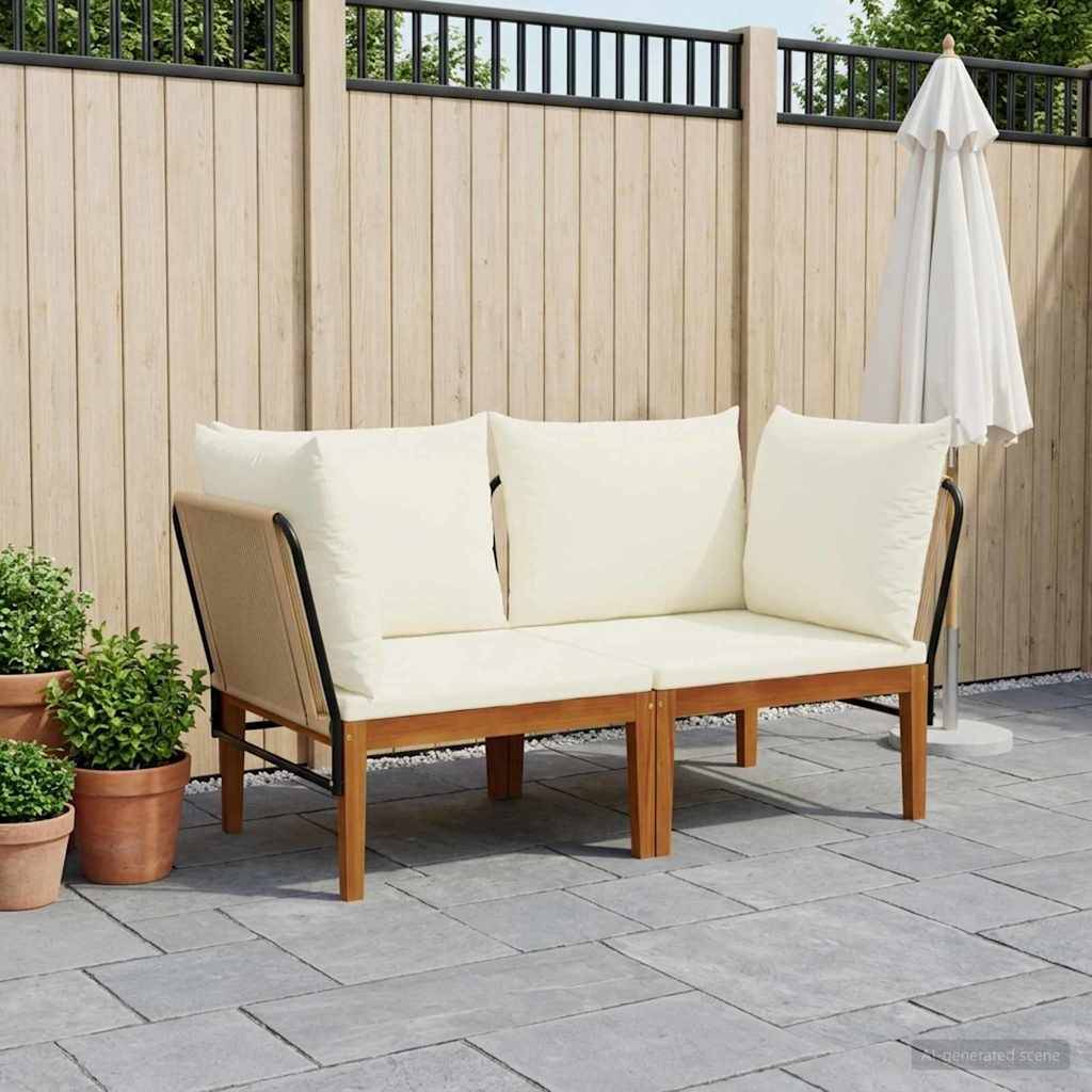 vidaXL 2 pcs Massives Akazienholz & Seil Natur