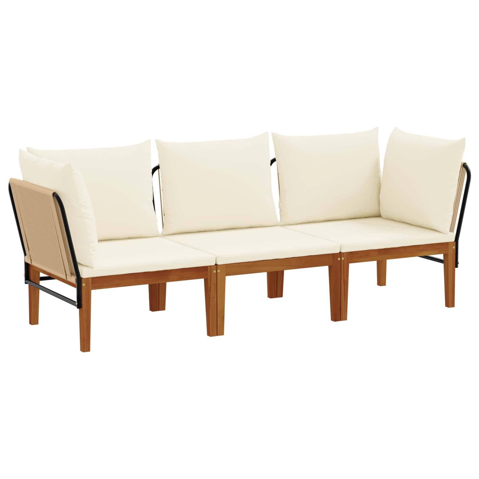 vidaXL 3 pcs Massives Akazienholz & Seil Natur