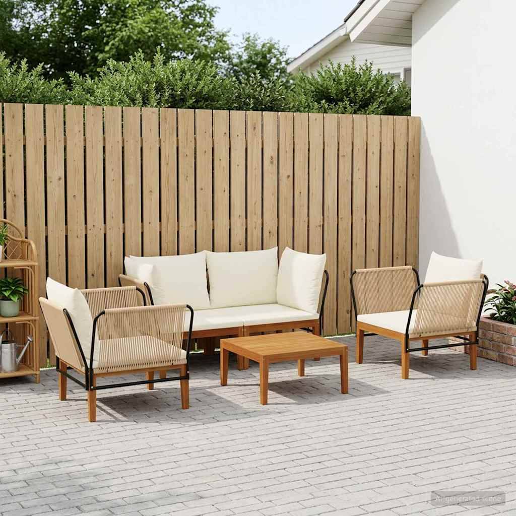 vidaXL 5 pcs Massives Akazienholz & Seil Natur
