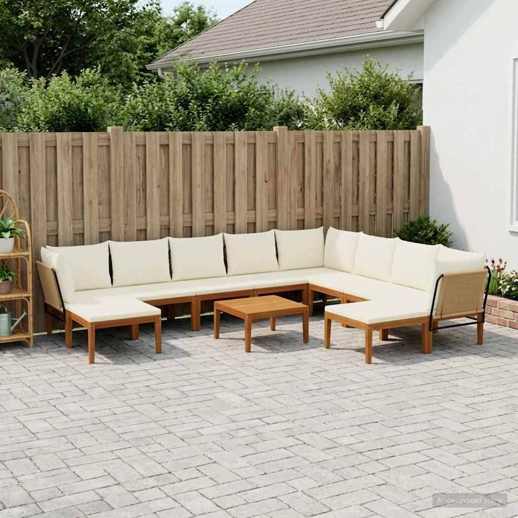 vidaXL 11 pcs Massives Akazienholz & Seil Natur