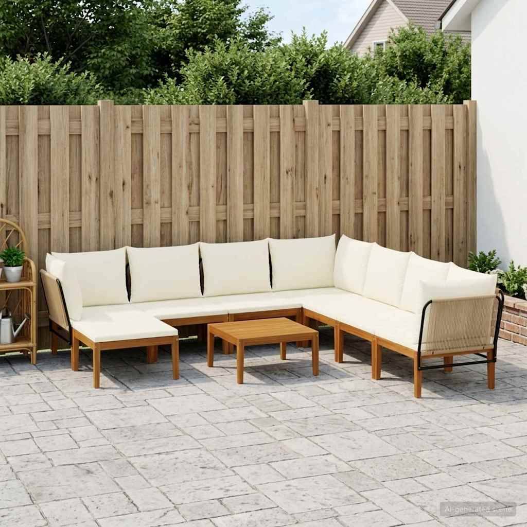 vidaXL 9 pcs Massives Akazienholz & Seil Natur