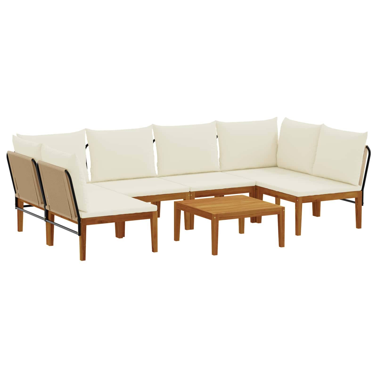 vidaXL 7 pcs Massives Akazienholz & Seil Natur