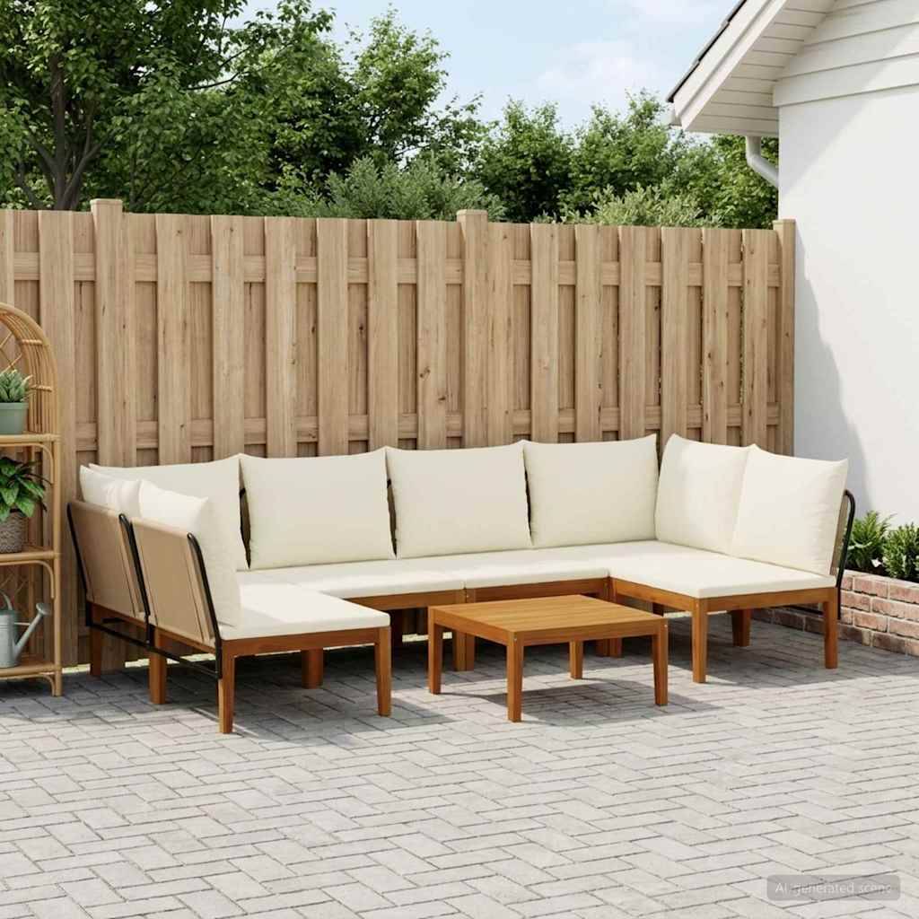 vidaXL 7 pcs Massives Akazienholz & Seil Natur