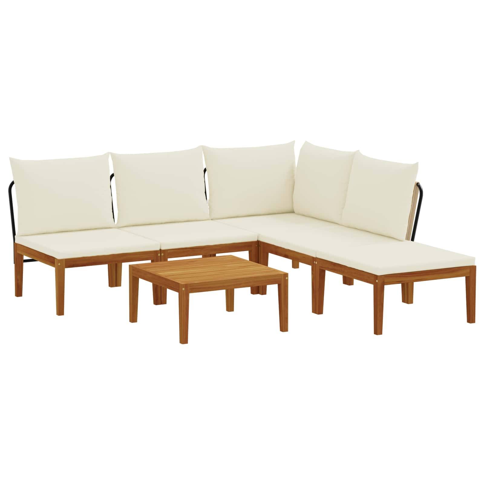 vidaXL 6 pcs Massives Akazienholz & Seil Natur