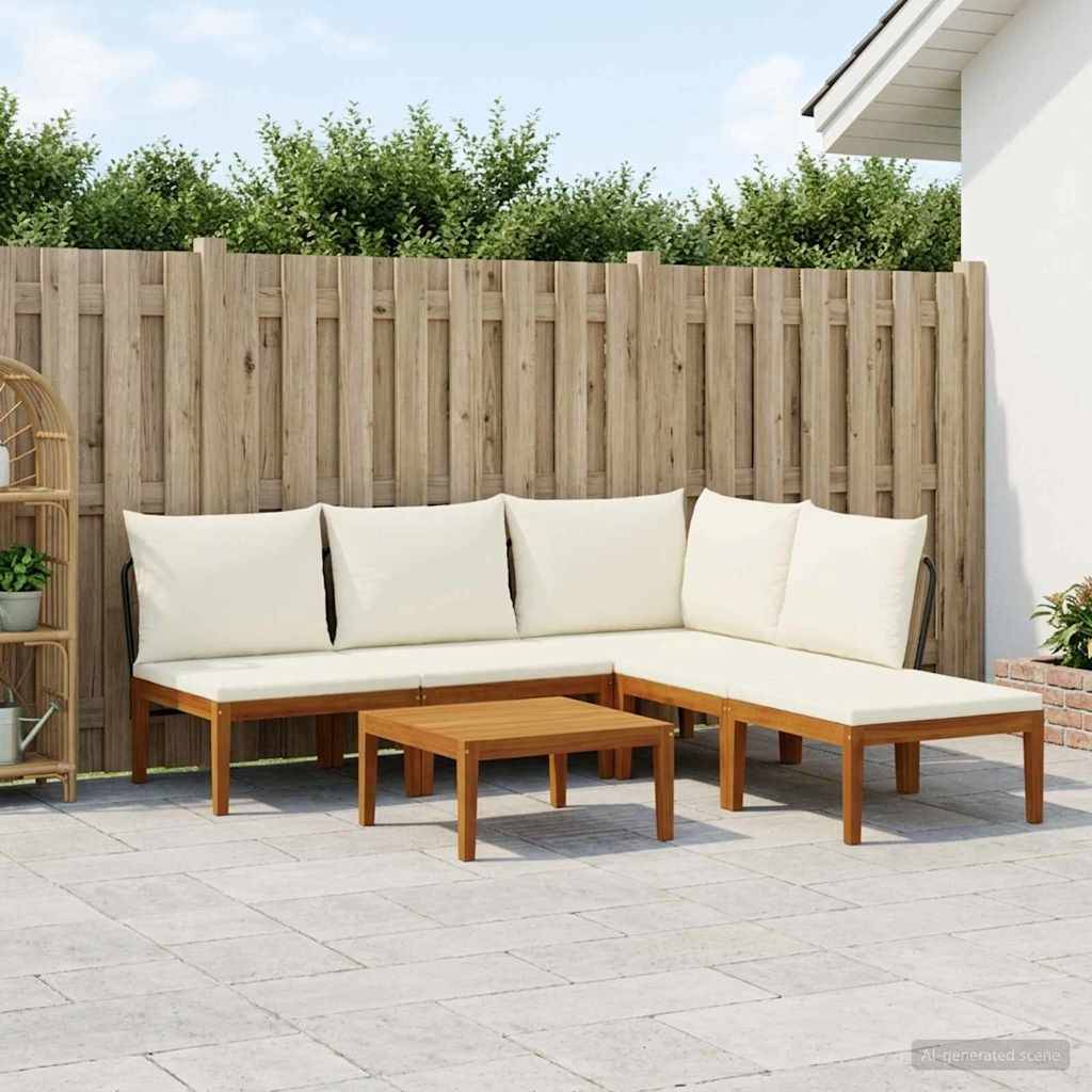 vidaXL 6 pcs Massives Akazienholz & Seil Natur