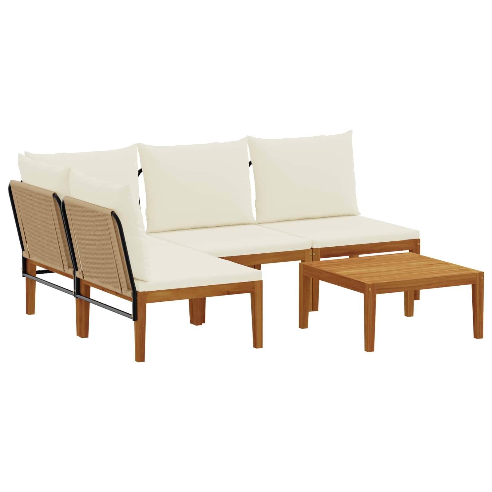 vidaXL 5 pcs Massives Akazienholz & Seil Natur