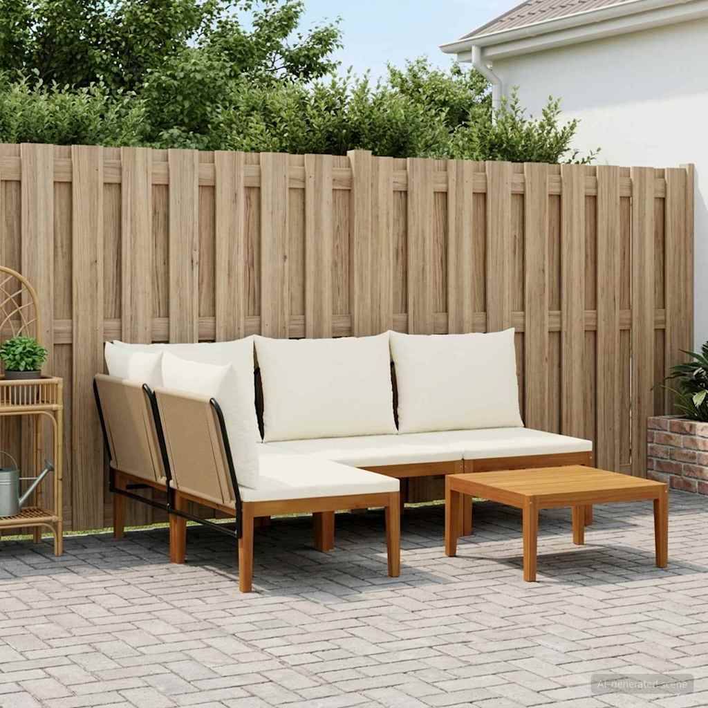 vidaXL 5 pcs Massives Akazienholz & Seil Natur