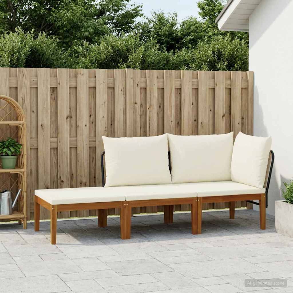 vidaXL 3 pcs Massives Akazienholz & Seil Natur