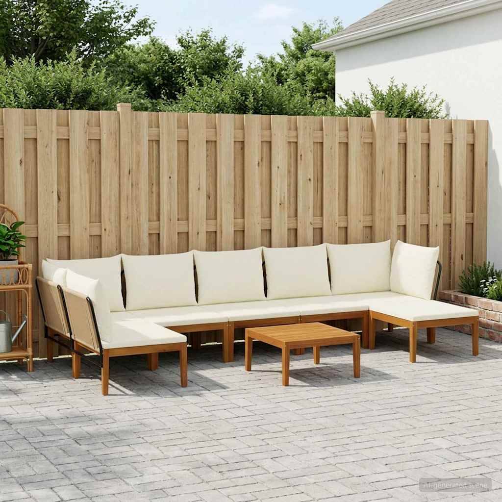 vidaXL 8 pcs Massives Akazienholz & Seil Natur
