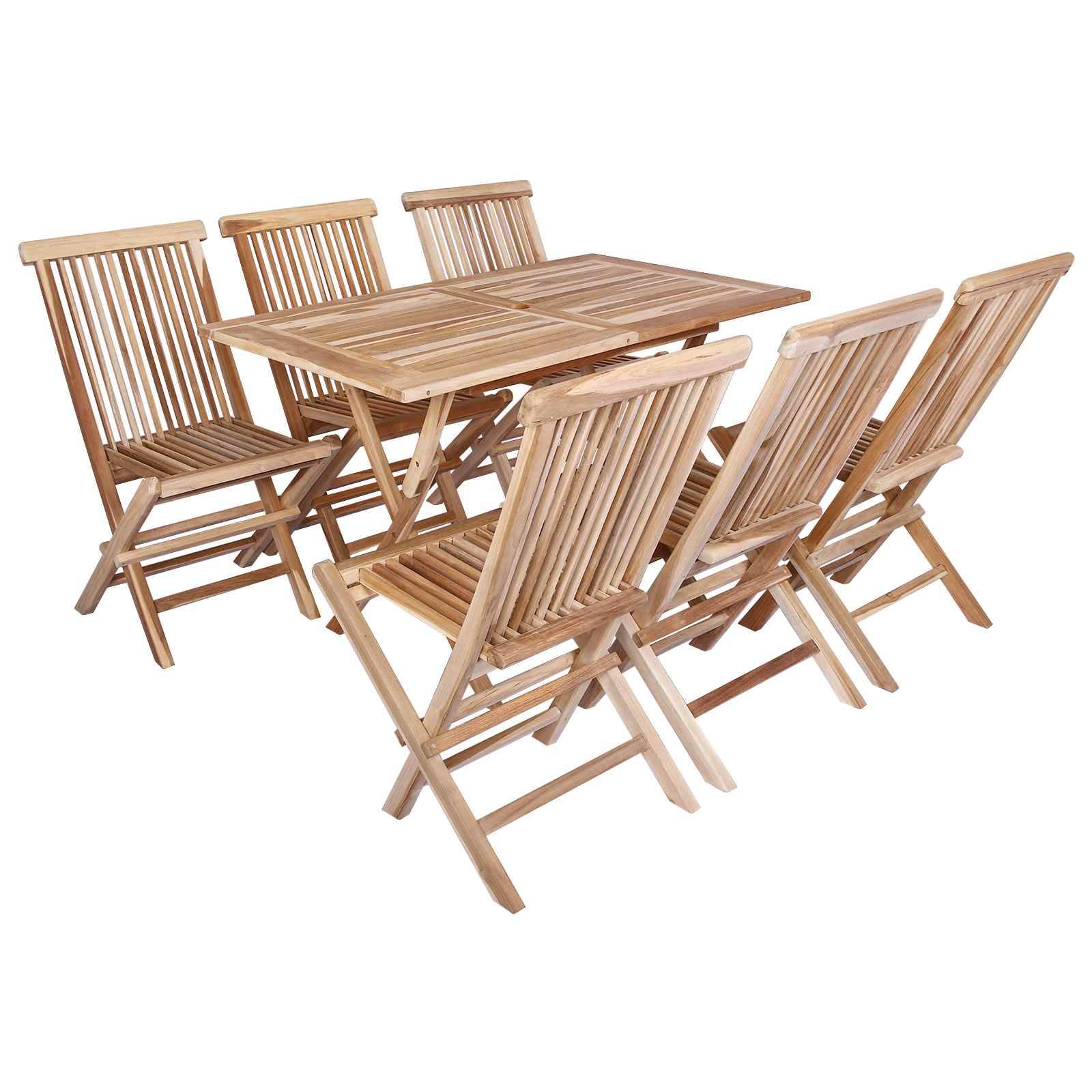 vidaXL Gartenmöbel Set 7 Stk. Natur Massivholz Teak