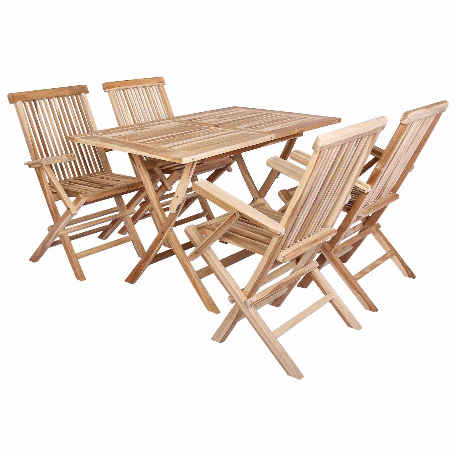vidaXL Gartenmöbel Set 5 Stk. Natur Massivholz Teak