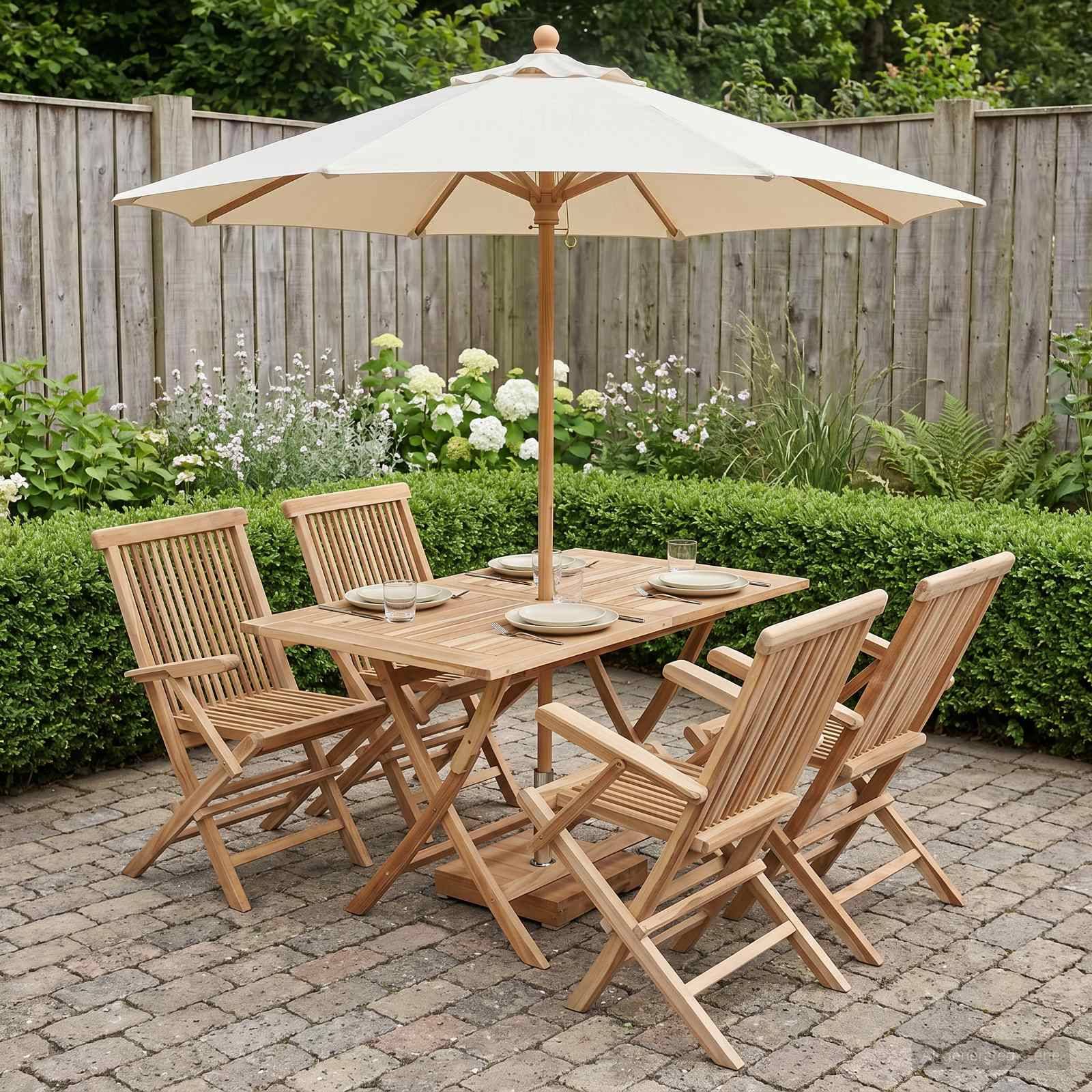 vidaXL Gartenmöbel Set 5 Stk. Natur Massivholz Teak