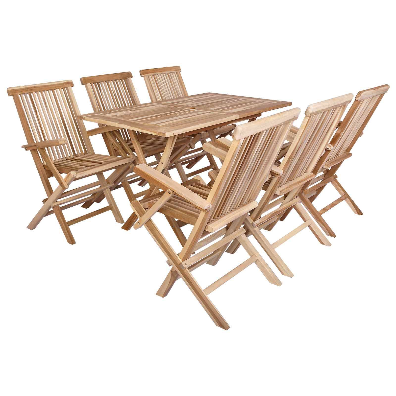 vidaXL Gartenmöbel Set 7 Stk. Natur Massivholz Teak