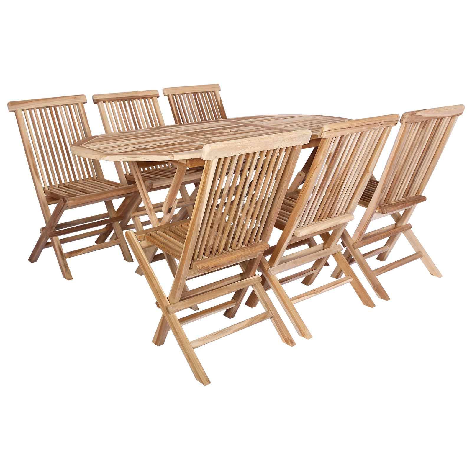vidaXL Gartenmöbel Set 7 Stk. Natur Massivholz Teak