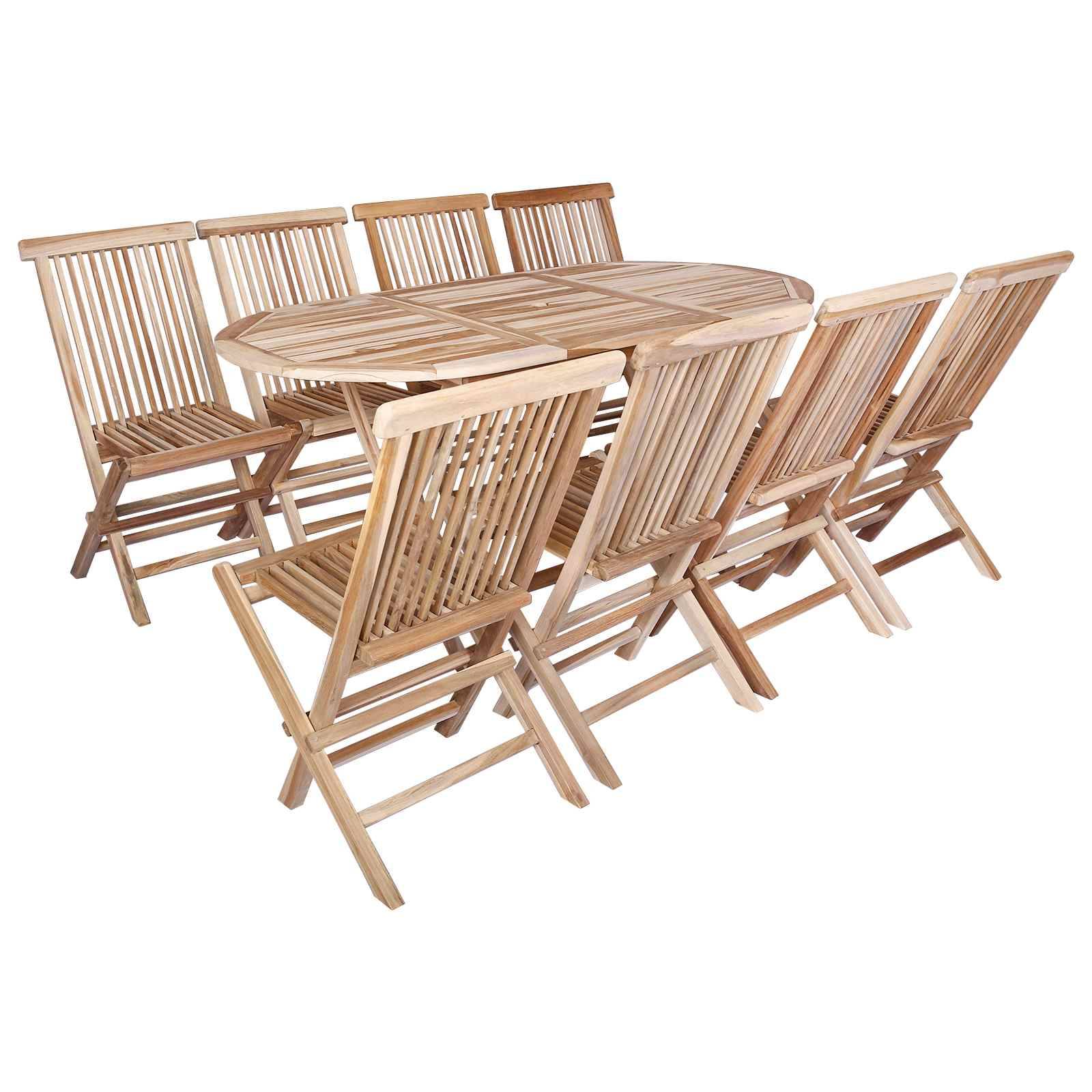 vidaXL Gartenmöbel Set 9 Stk. Natur Massivholz Teak