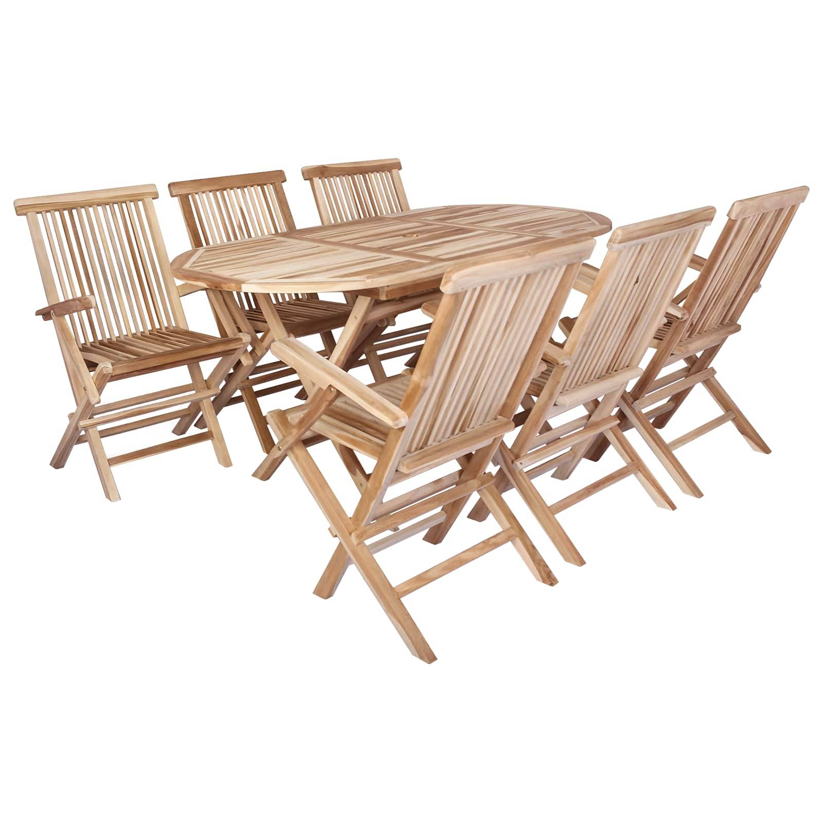 vidaXL Gartenmöbel Set 7 Stk. Natur Massivholz Teak
