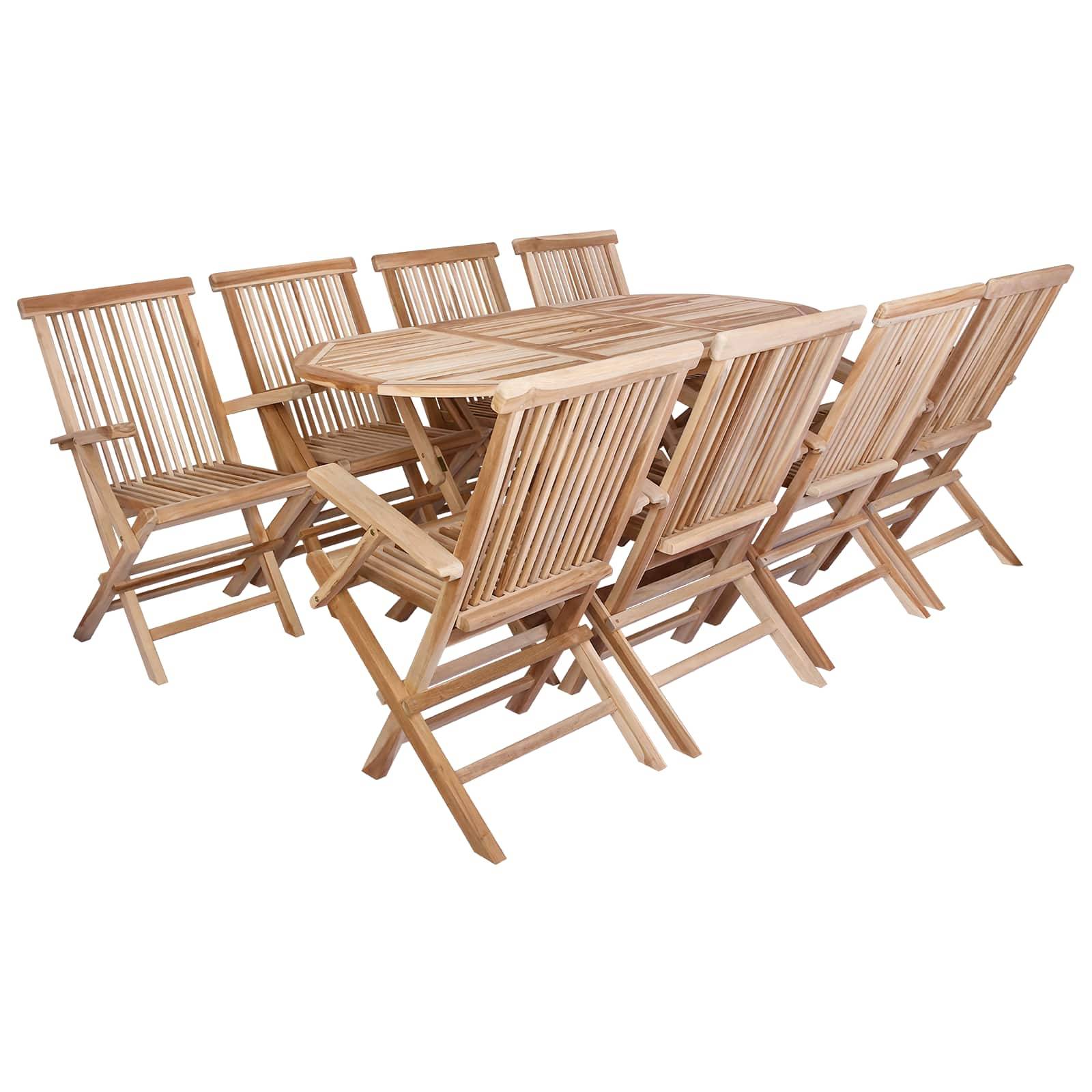 vidaXL Gartenmöbel Set 9 Stk. Natur Massivholz Teak