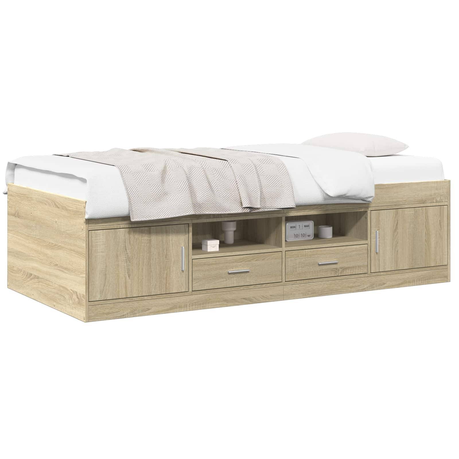 vidaXL Bettgestell mit Stauraum Sonoma-Eiche 80 x 200 cm Holzwerkstoff