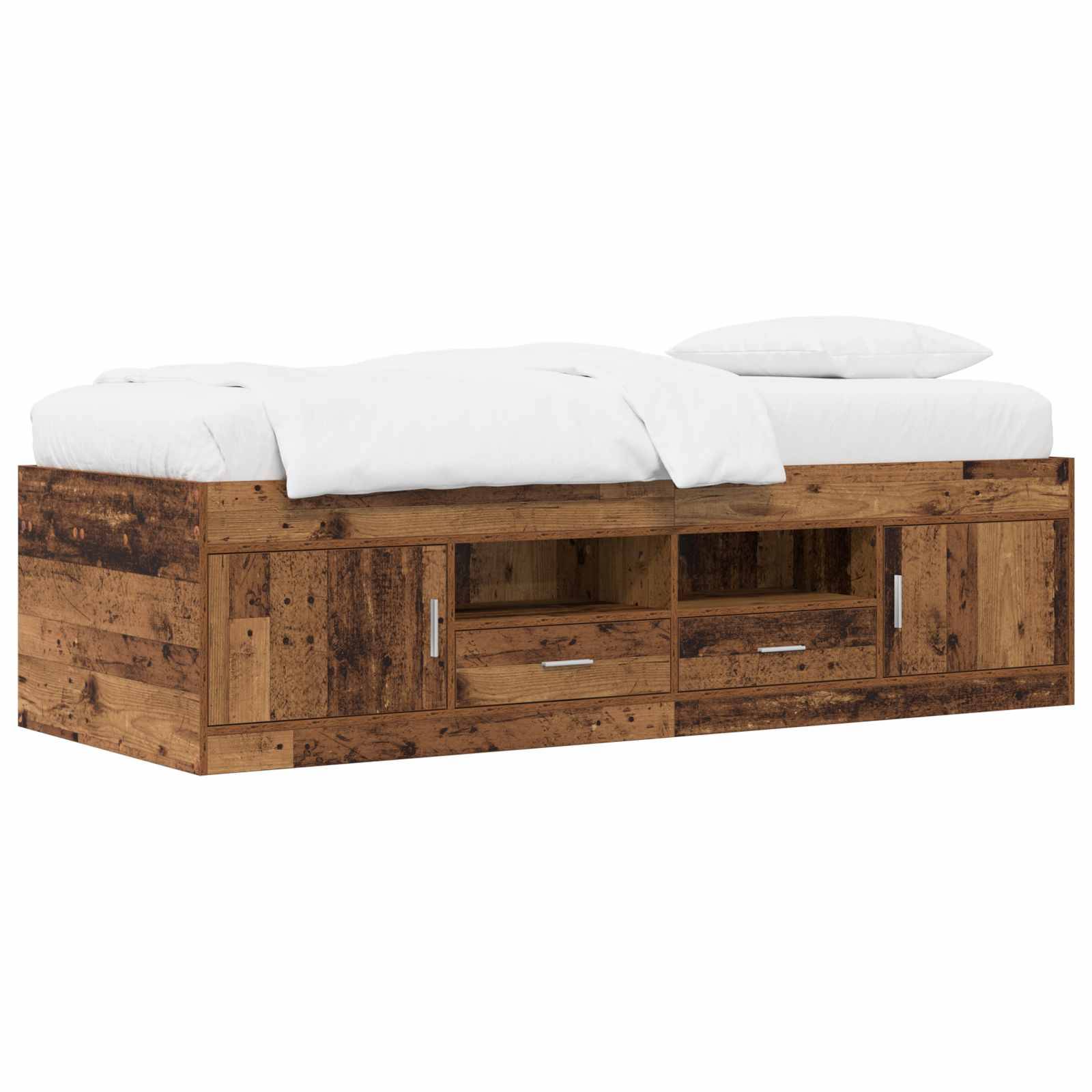 vidaXL Bettgestell mit Stauraum Altholz 80 x 200 cm Holzwerkstoff