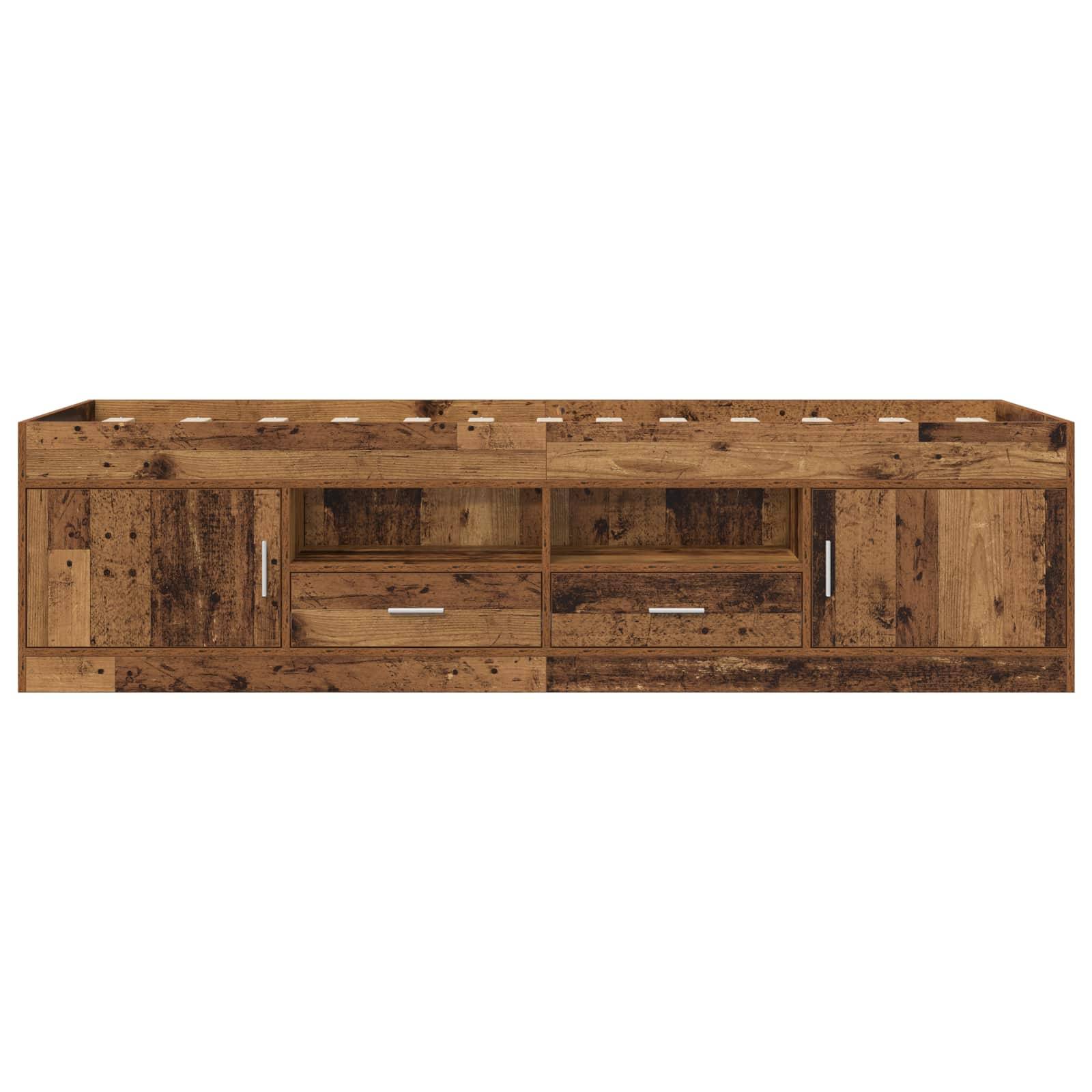 vidaXL Bettgestell mit Stauraum Altholz 80 x 200 cm Holzwerkstoff