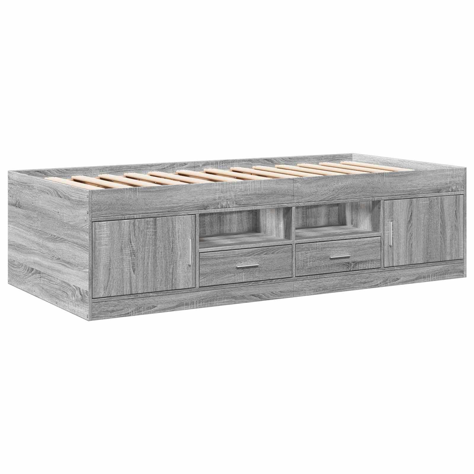 vidaXL Bettgestell mit Stauraum Grau Sonoma 80 x 200 cm Holzwerkstoff
