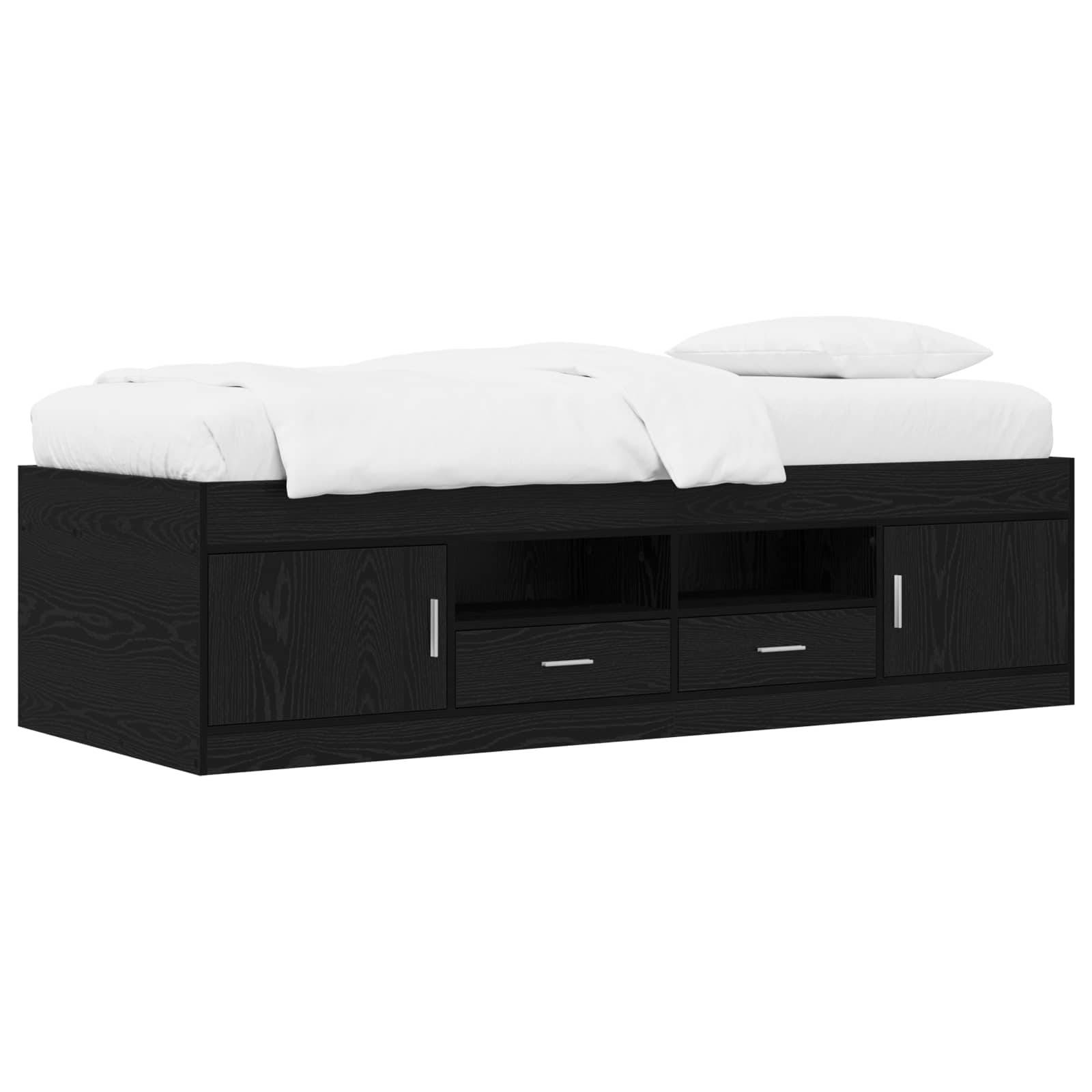 vidaXL Bettgestell mit Stauraum mit Regal Schwarze Eiche 80 x 200 cm