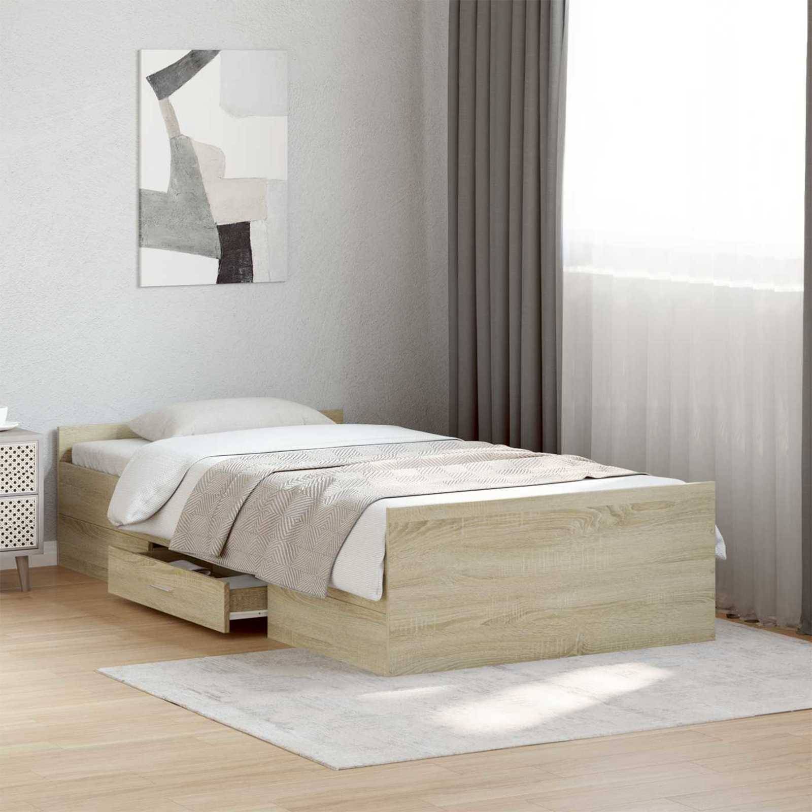 vidaXL Bettgestell mit Stauraum Sonoma-Eiche 80 x 200 cm Holzwerkstoff
