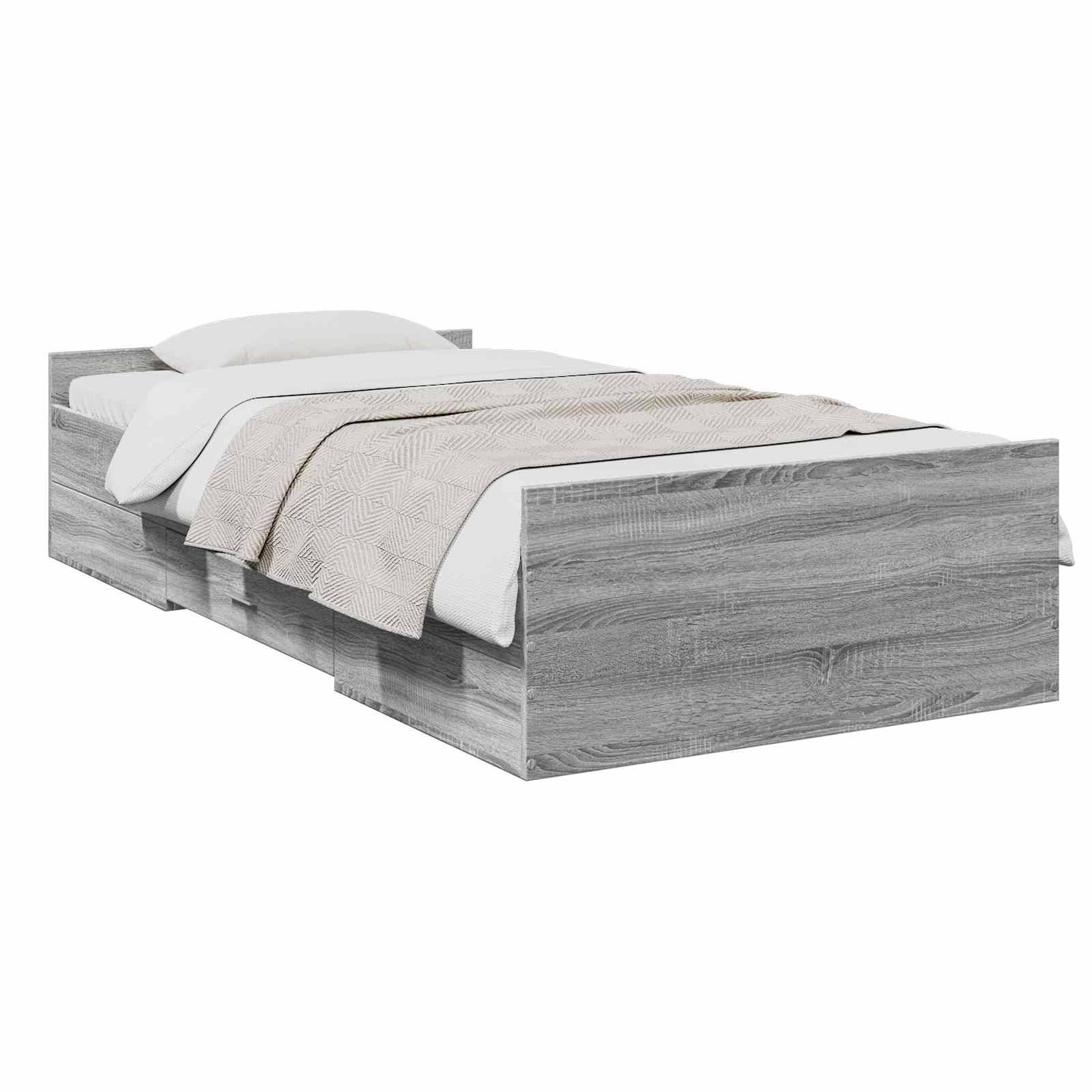 vidaXL Bettgestell mit Stauraum Grau Sonoma 80 x 200 cm Holzwerkstoff