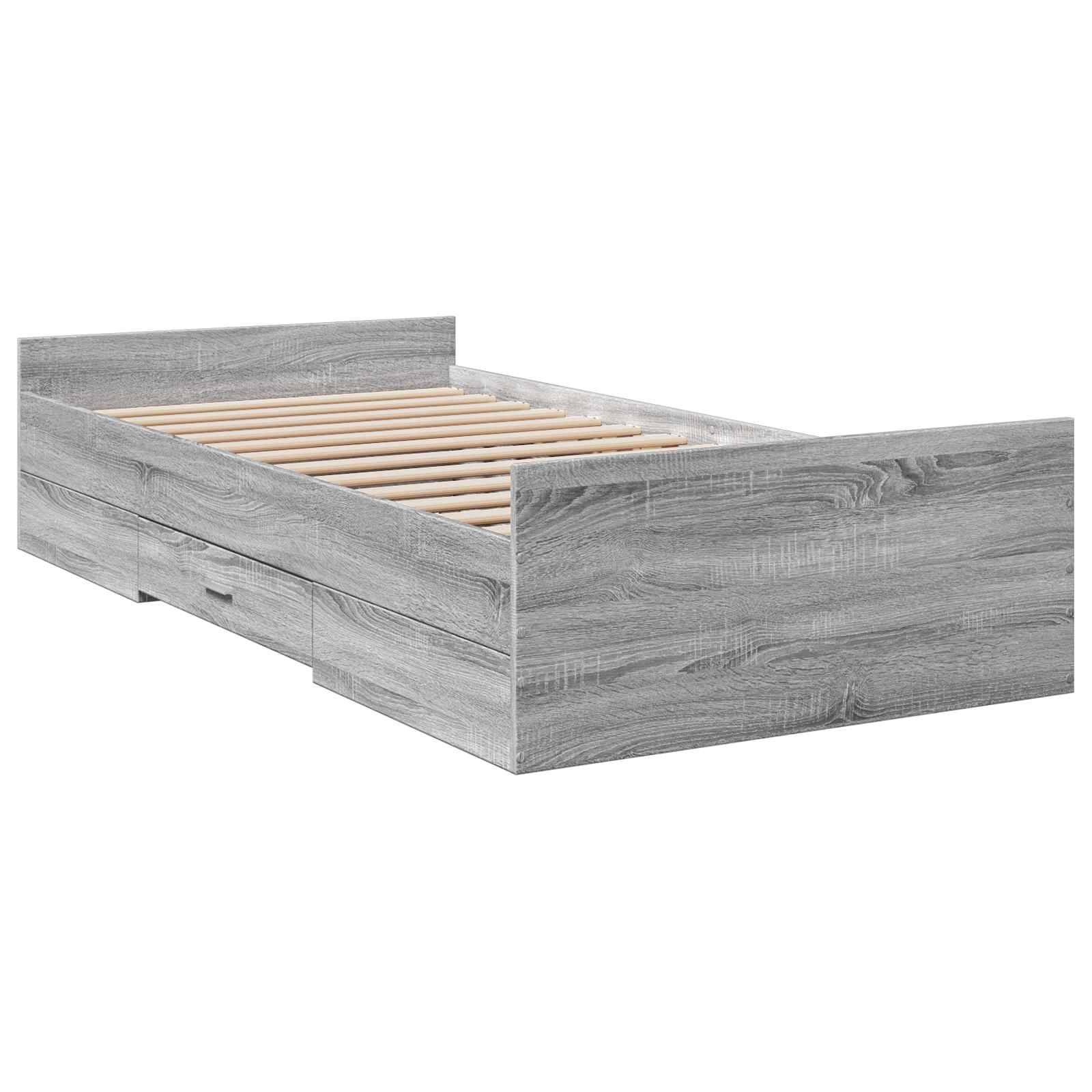 vidaXL Bettgestell mit Stauraum Grau Sonoma 80 x 200 cm Holzwerkstoff
