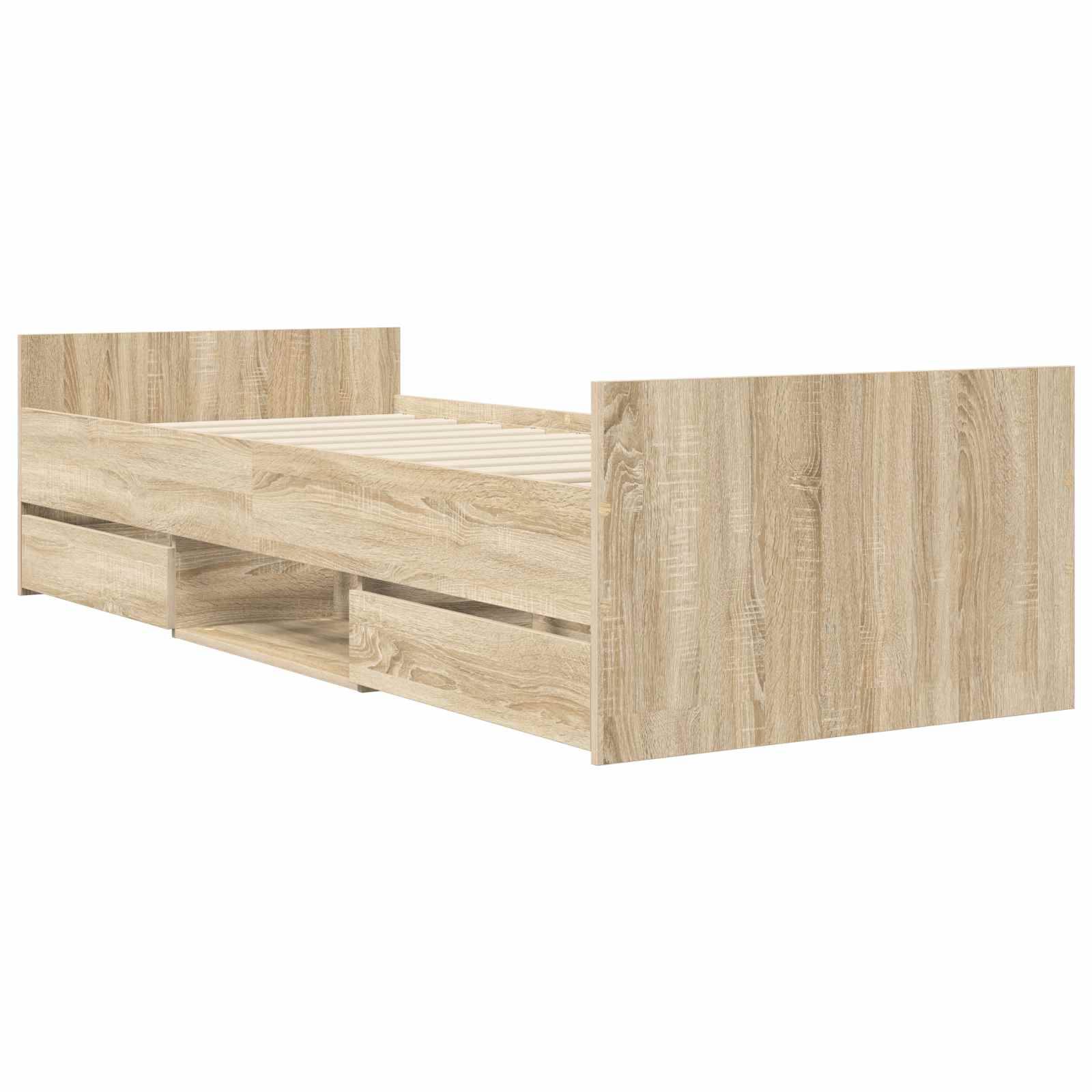 vidaXL Bettrahmen mit Schubladen Sonoma-Eiche Holzwerkstoff