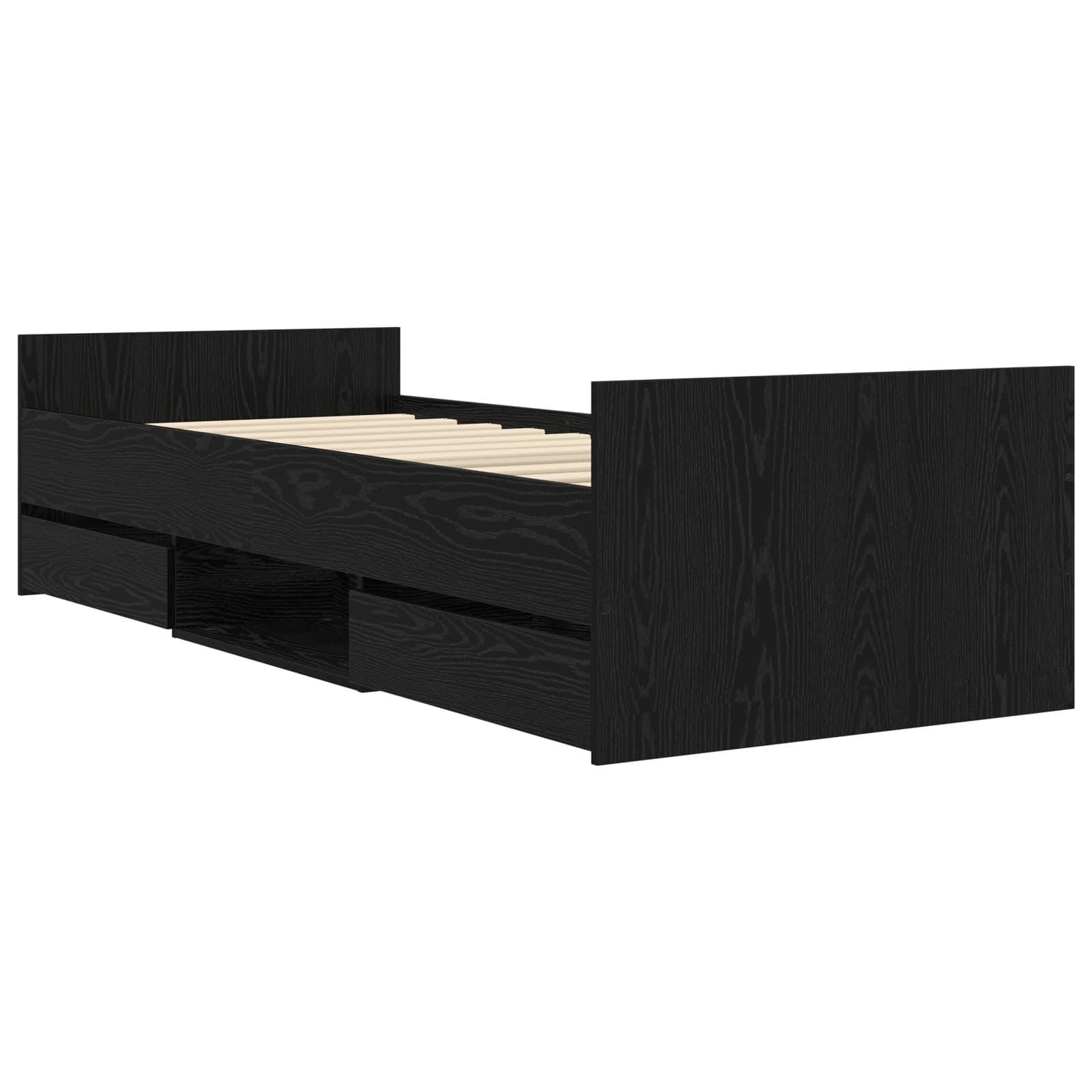 vidaXL Bettrahmen mit Schubladen Schwarze Eiche Holzwerkstoff