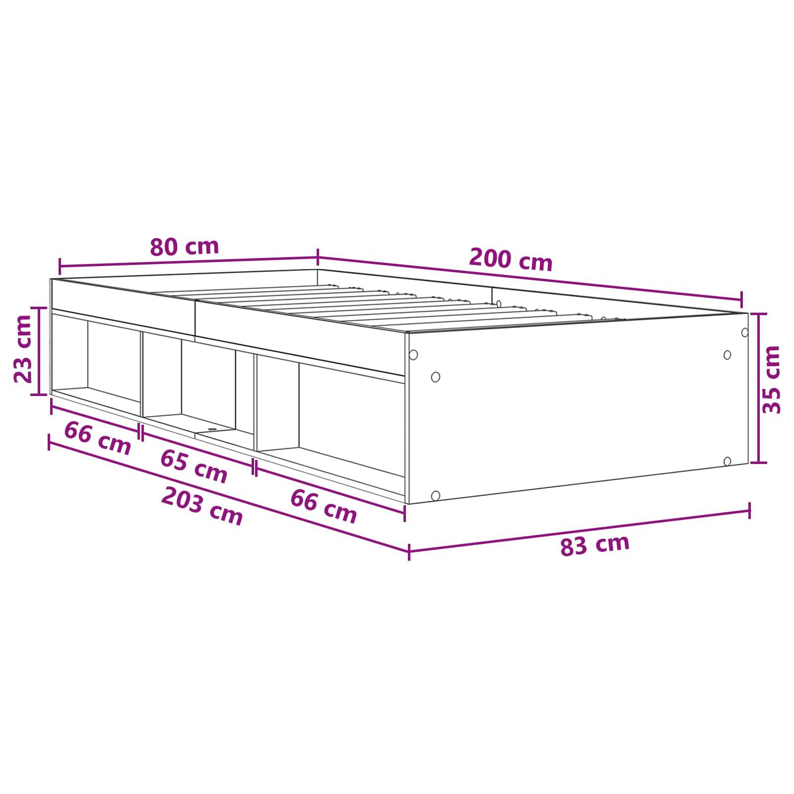 vidaXL Bettgestell mit Stauraum Weiß 80 x 200 cm Holzwerkstoff