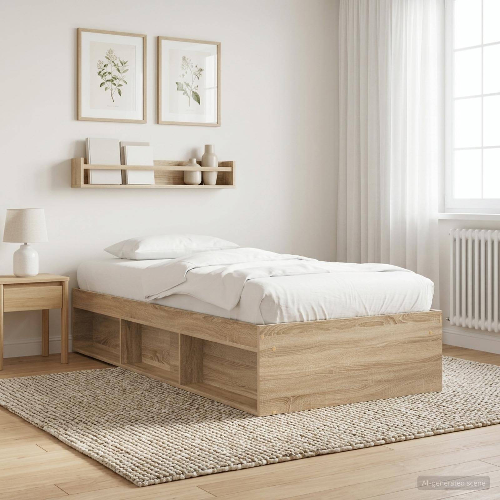 vidaXL Bettgestell mit Stauraum Sonoma-Eiche 80 x 200 cm Holzwerkstoff