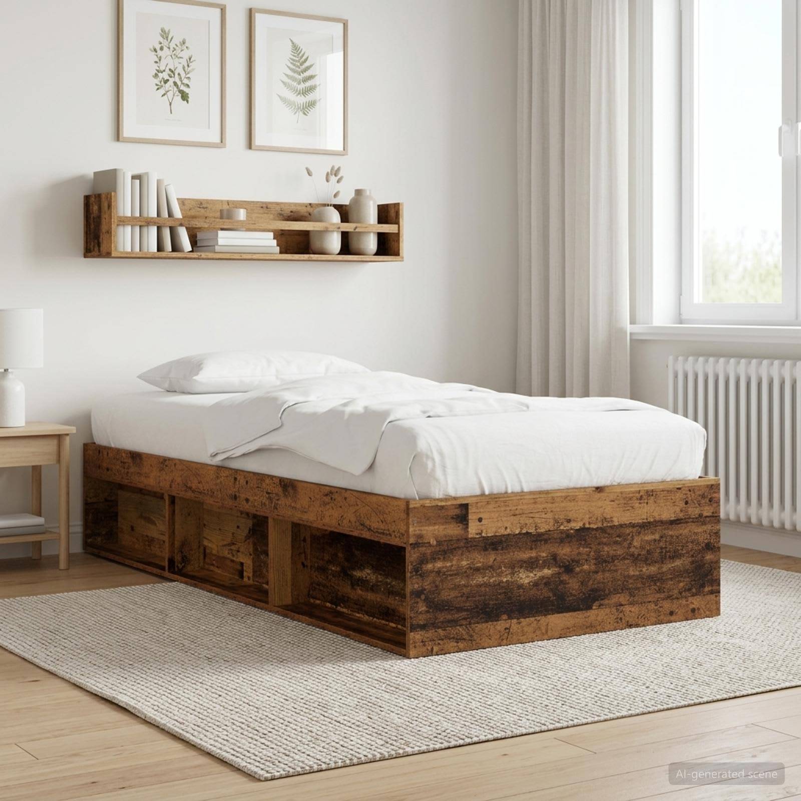 vidaXL Bettgestell mit Stauraum Altholz 80 x 200 cm Holzwerkstoff