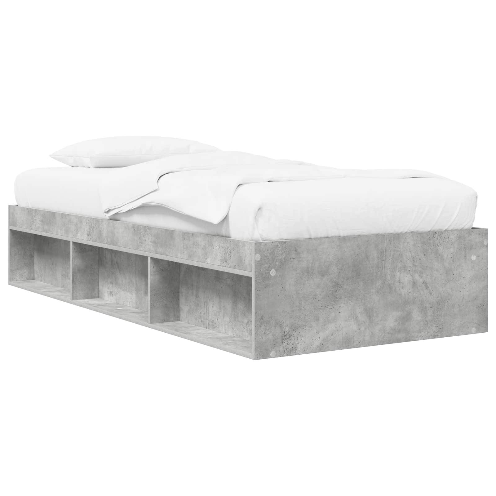 vidaXL Bettgestell mit Stauraum Betongrau 80 x 200 cm Holzwerkstoff