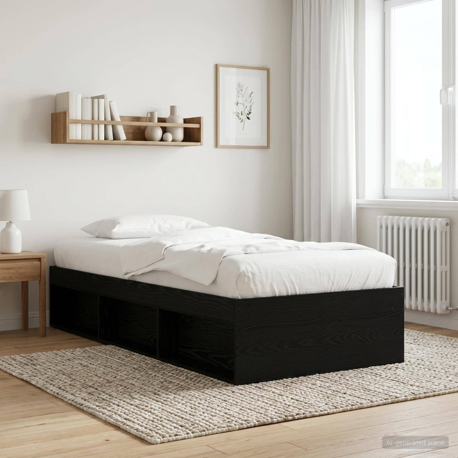 vidaXL Bettgestell mit Stauraum mit Regal Schwarze Eiche 80 x 200 cm