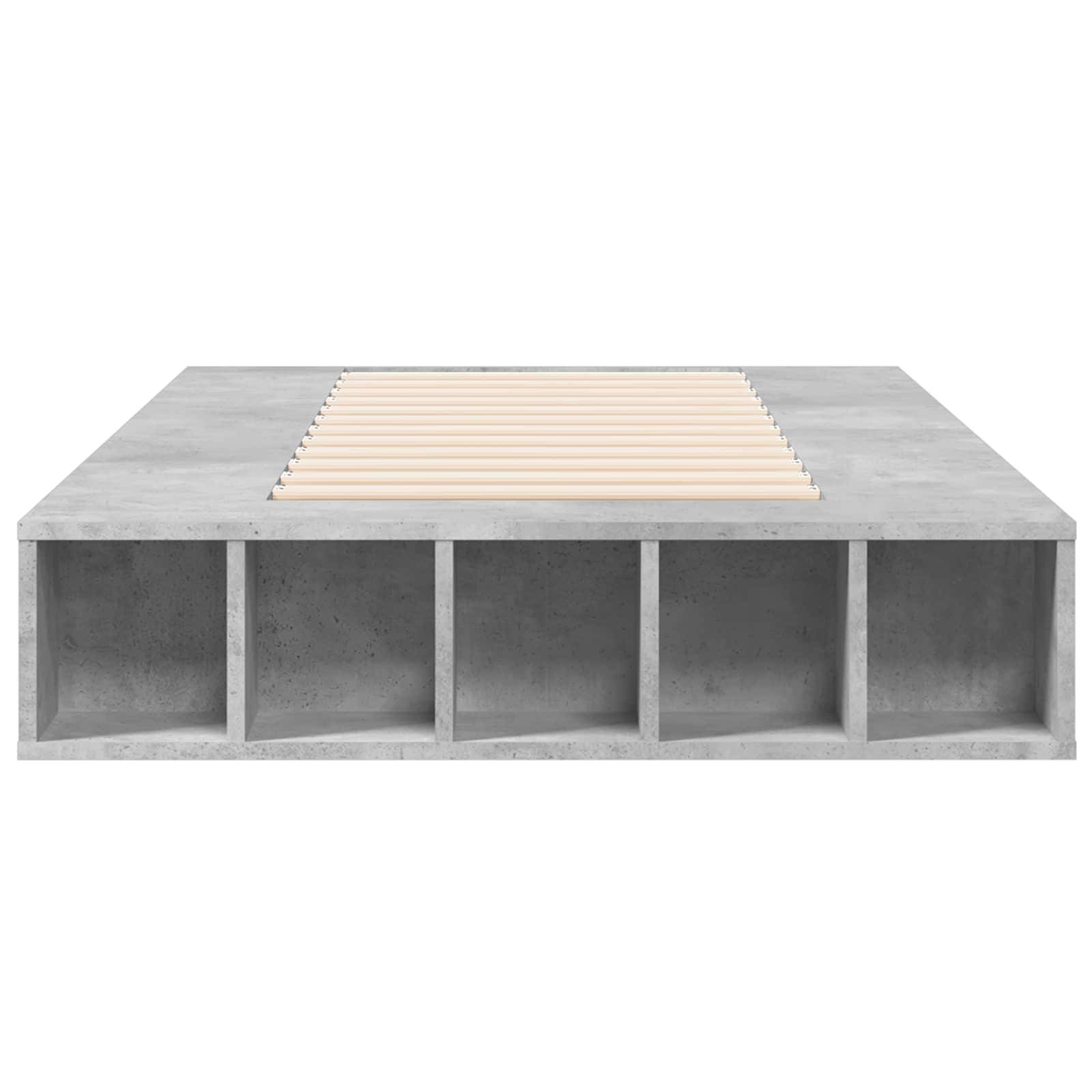 vidaXL Bettgestell mit Stauraum Betongrau 80 x 200 cm Holzwerkstoff