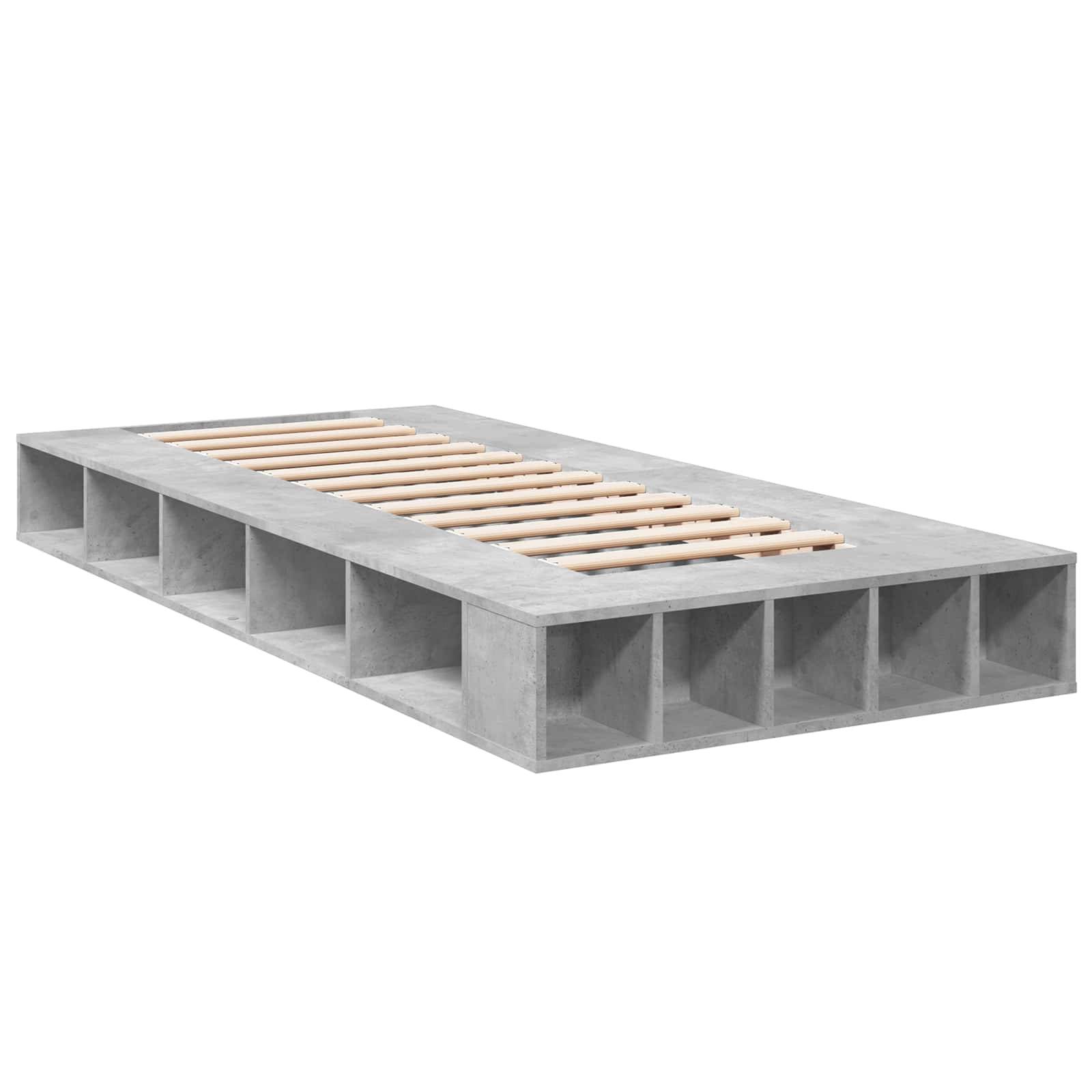 vidaXL Bettgestell mit Stauraum Betongrau 80 x 200 cm Holzwerkstoff