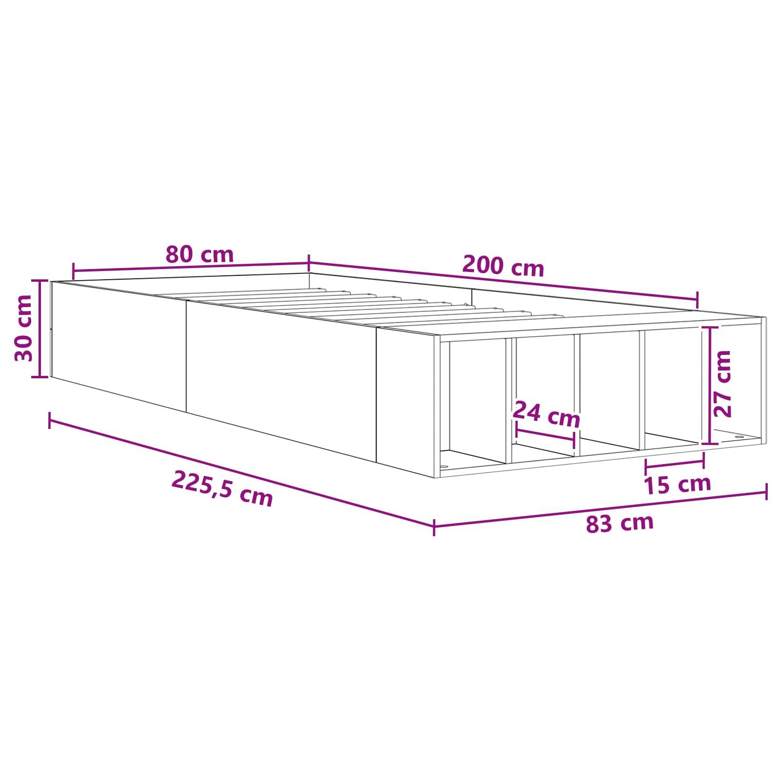 vidaXL Bettgestell mit Stauraum Weiß 80 x 200 cm Holzwerkstoff