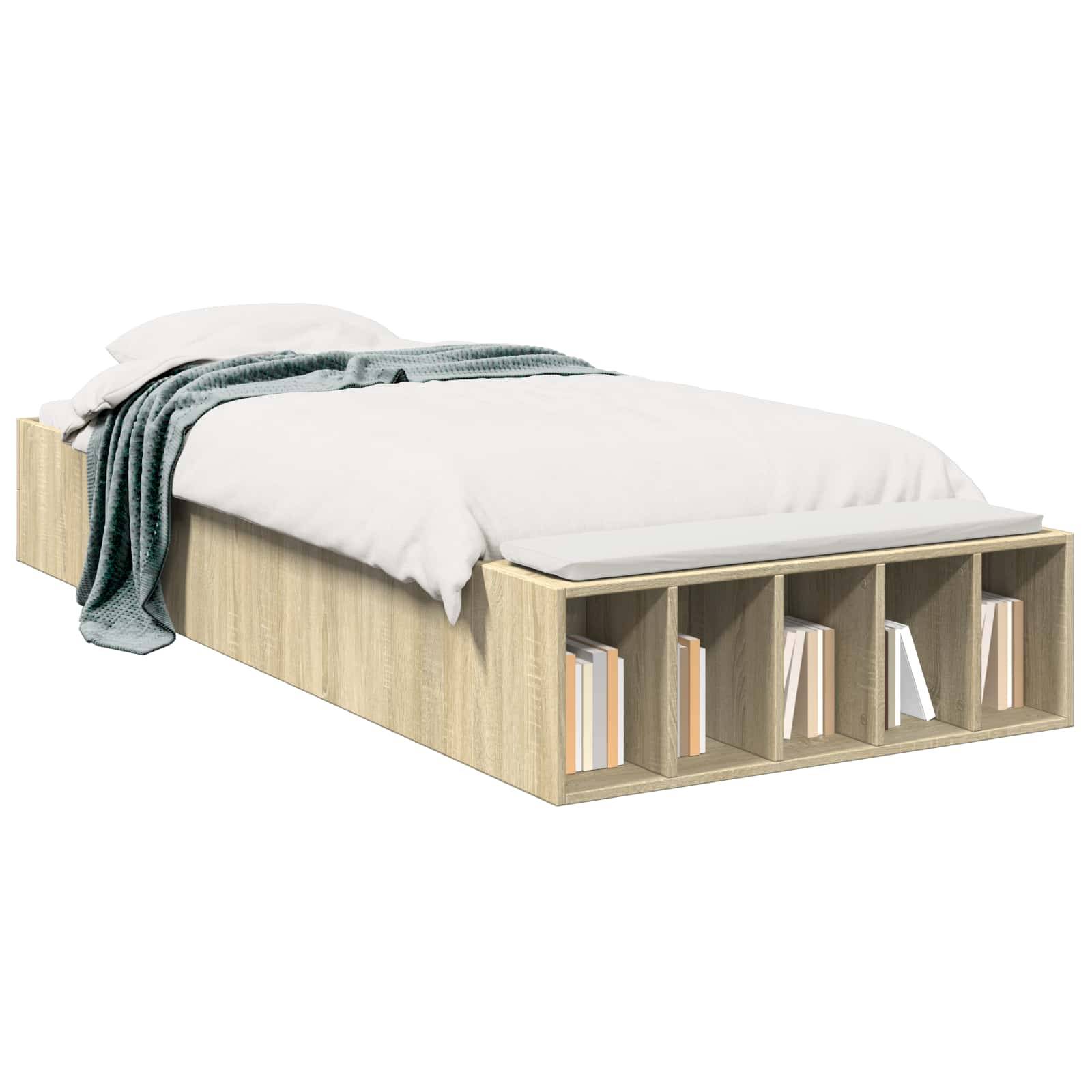 vidaXL Bettgestell mit Stauraum Sonoma-Eiche 80 x 200 cm Holzwerkstoff