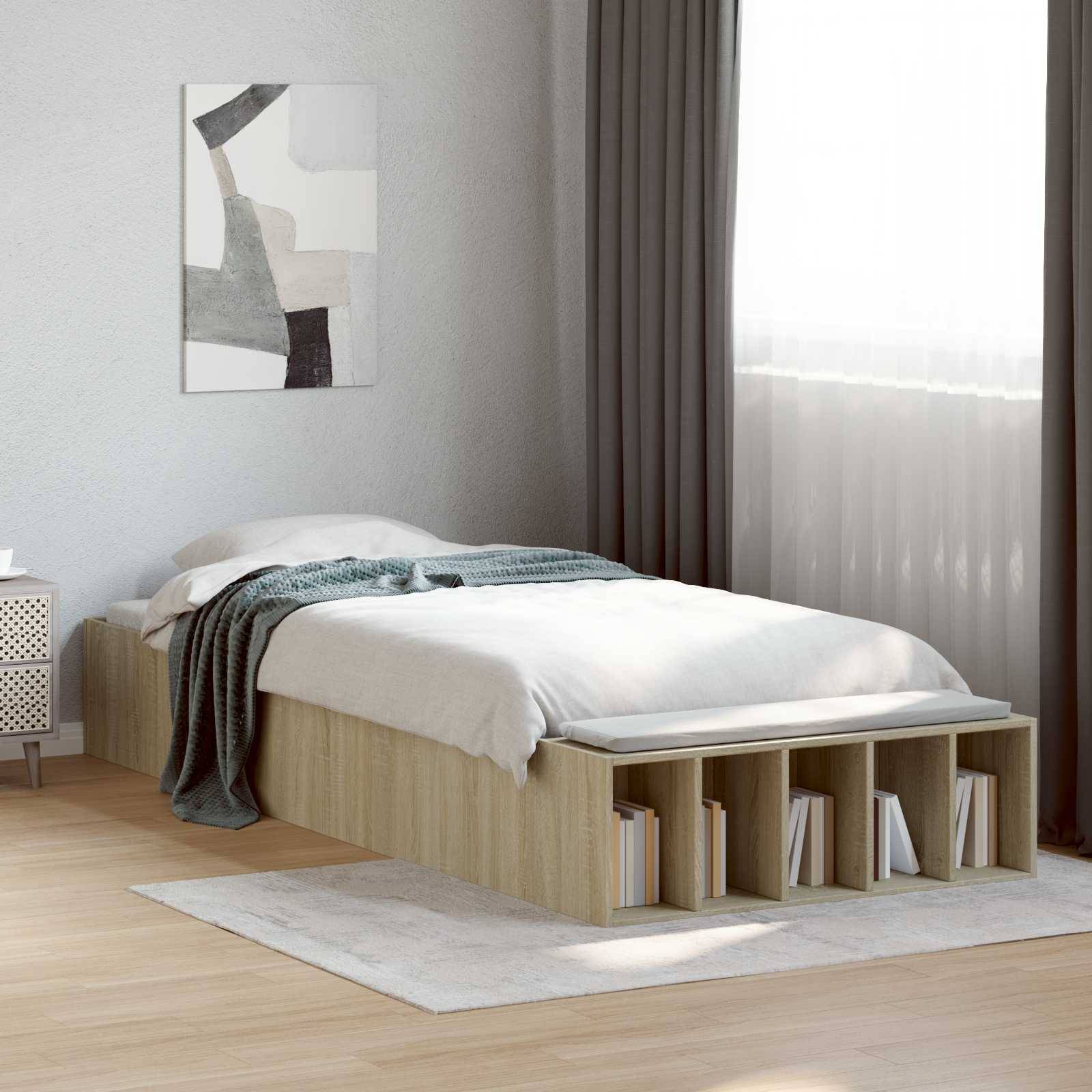 vidaXL Bettgestell mit Stauraum Sonoma-Eiche 80 x 200 cm Holzwerkstoff
