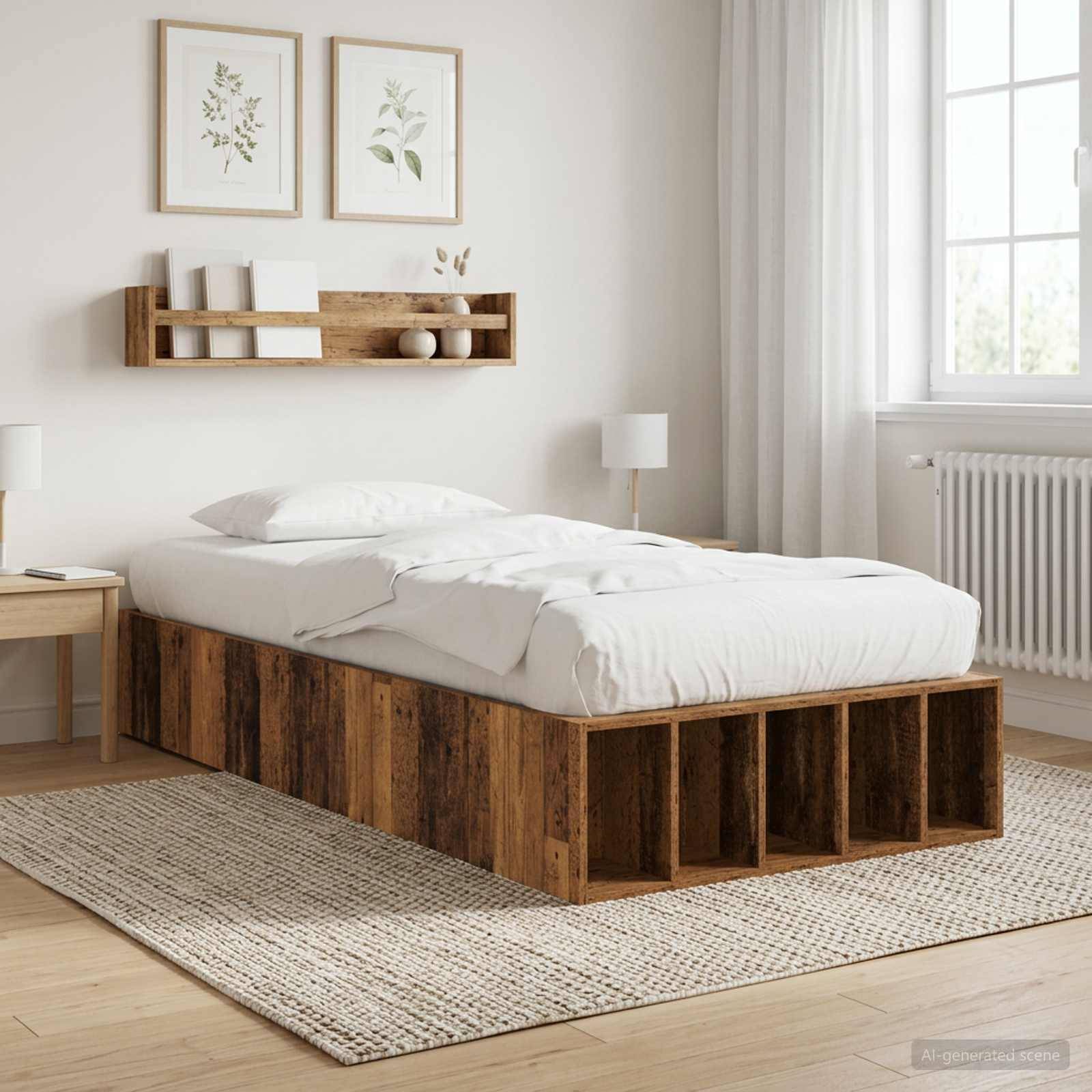 vidaXL Bettgestell mit Stauraum Altholz 80 x 200 cm Holzwerkstoff
