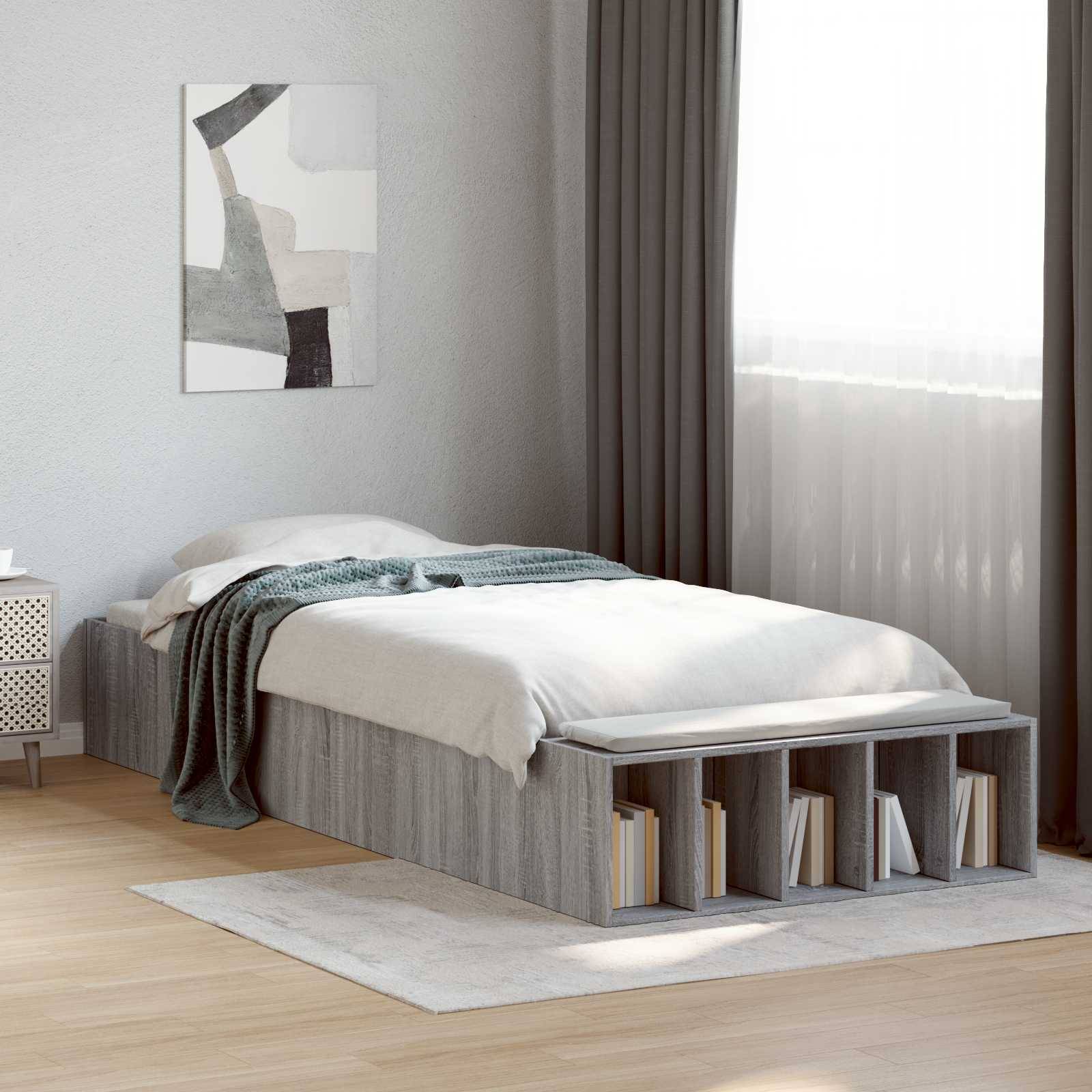 vidaXL Bettgestell mit Stauraum Grau Sonoma 80 x 200 cm Holzwerkstoff