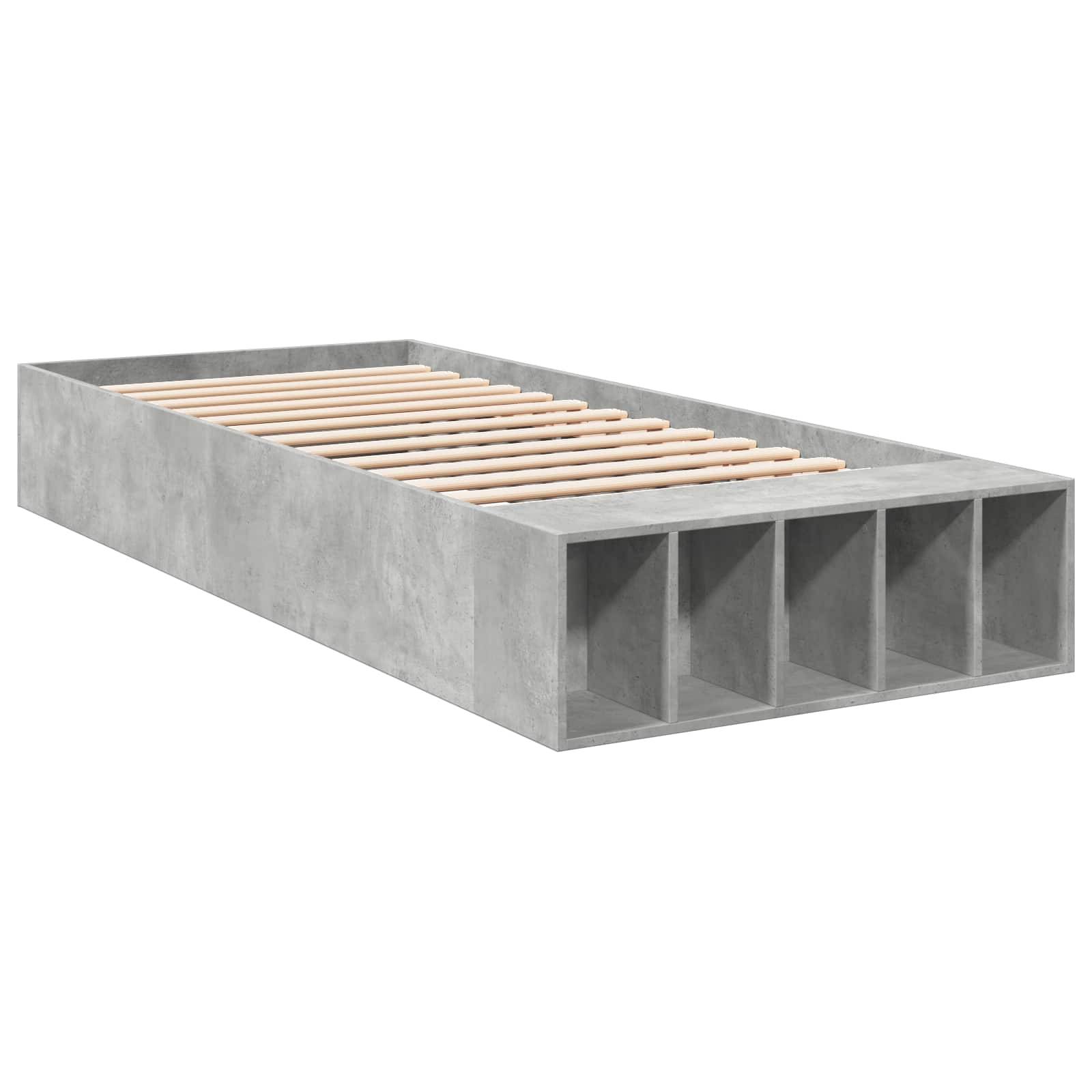 vidaXL Bettgestell mit Stauraum Betongrau 80 x 200 cm Holzwerkstoff