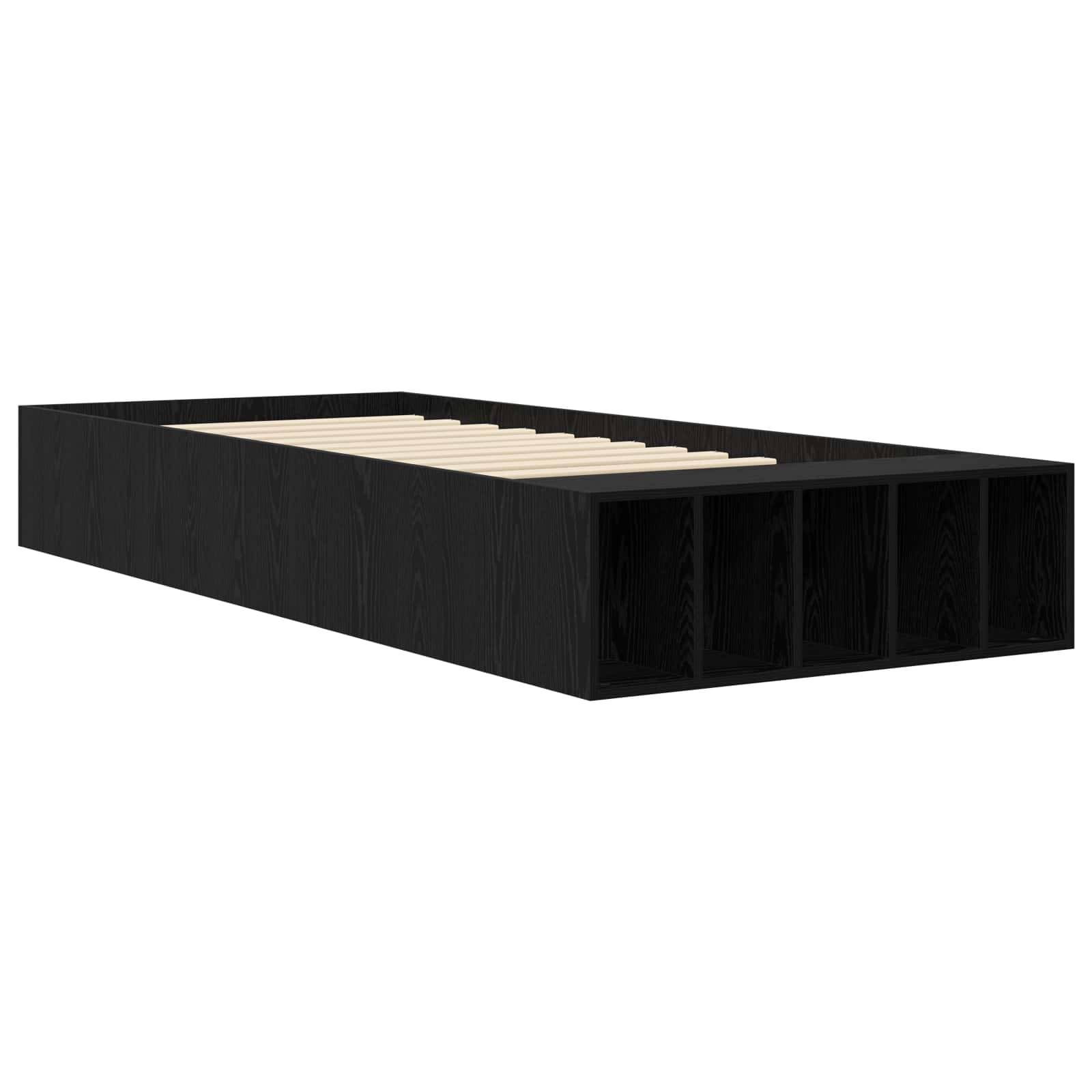 vidaXL Bettgestell mit Stauraum mit Regal Schwarze Eiche 80 x 200 cm