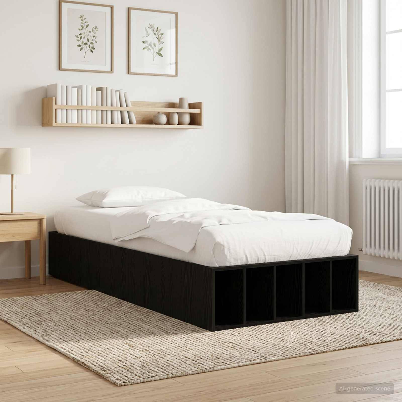 vidaXL Bettgestell mit Stauraum mit Regal Schwarze Eiche 80 x 200 cm