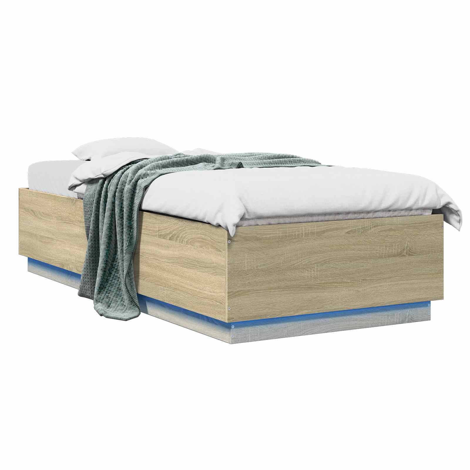 vidaXL Bettgestell mit LED Sonoma-Eiche 80 x 200 cm Holzwerkstoff