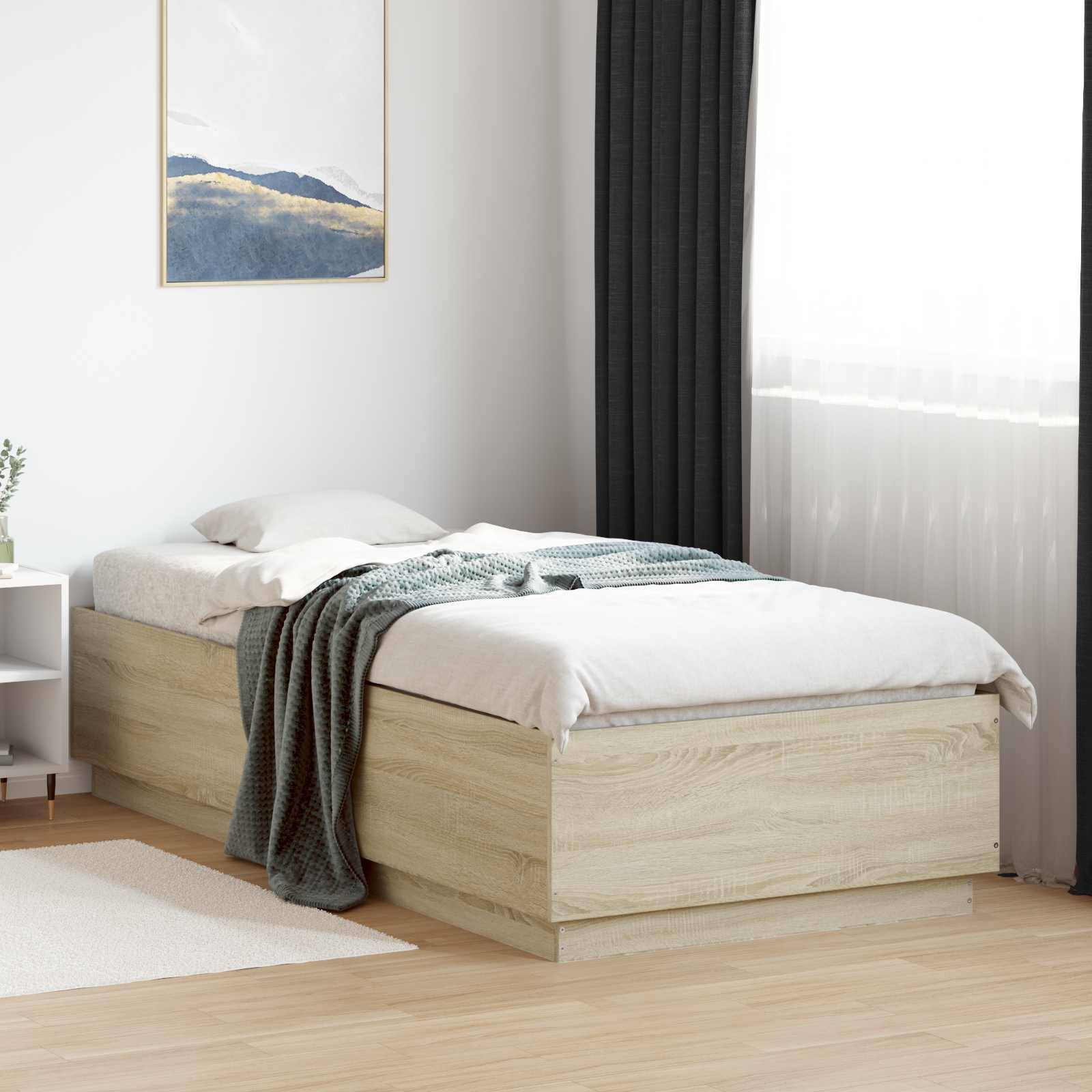 vidaXL Bettrahmen Sonoma-Eiche 80 x 200 cm Holzwerkstoff