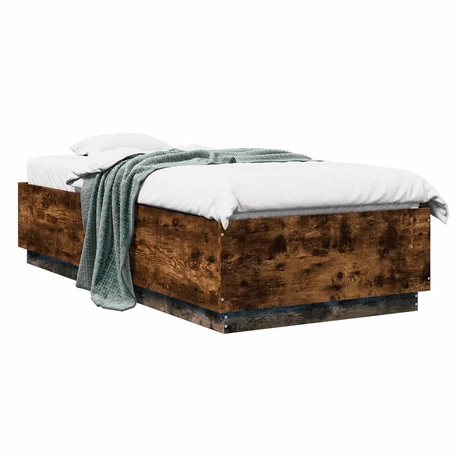 vidaXL Bettgestell mit LED Geräucherte Eiche 80 x 200 cm Holzwerkstoff